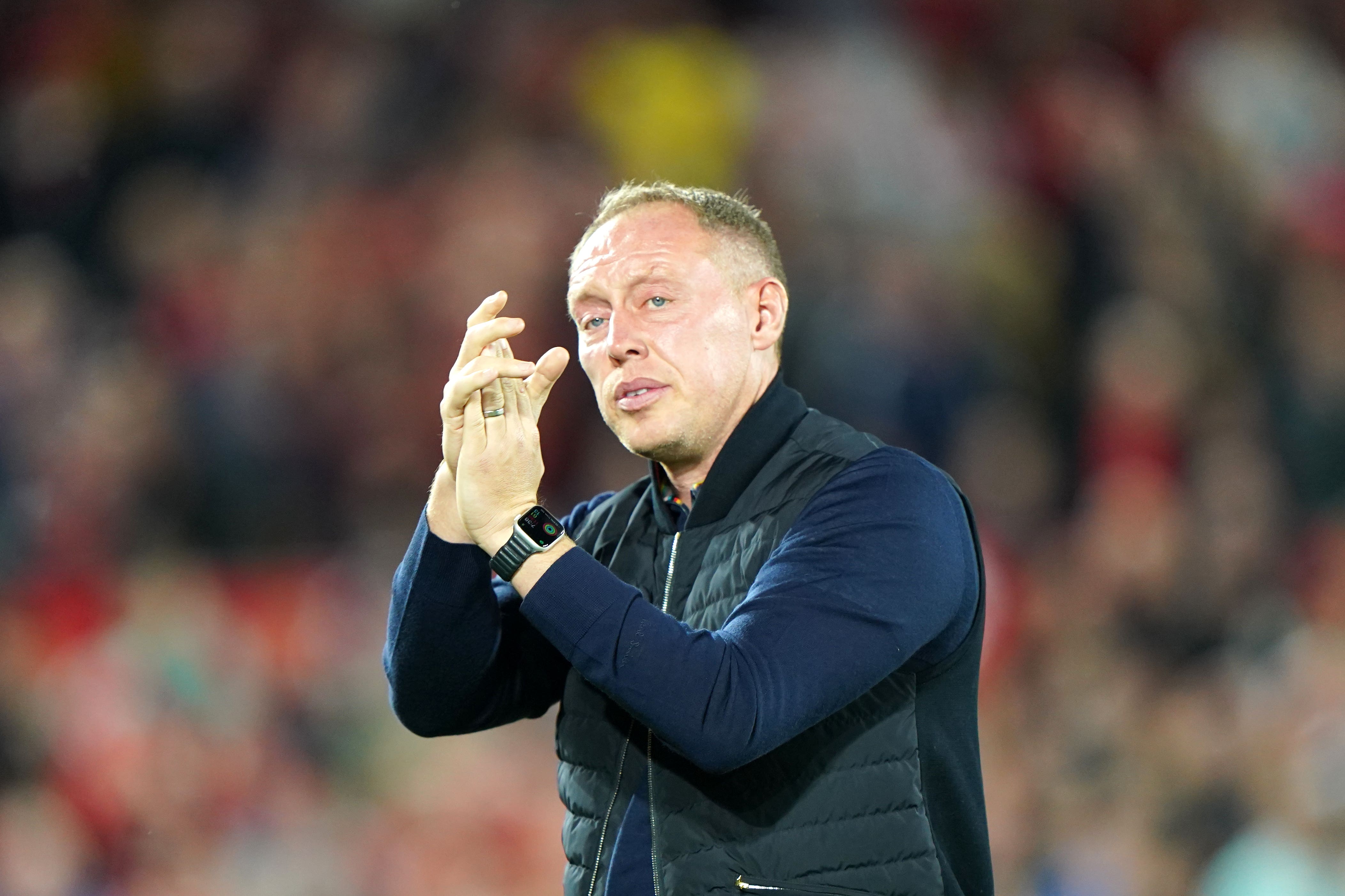 Nottingham Forest manager Steve Cooper applauds the fans (Joe Giddens/PA).