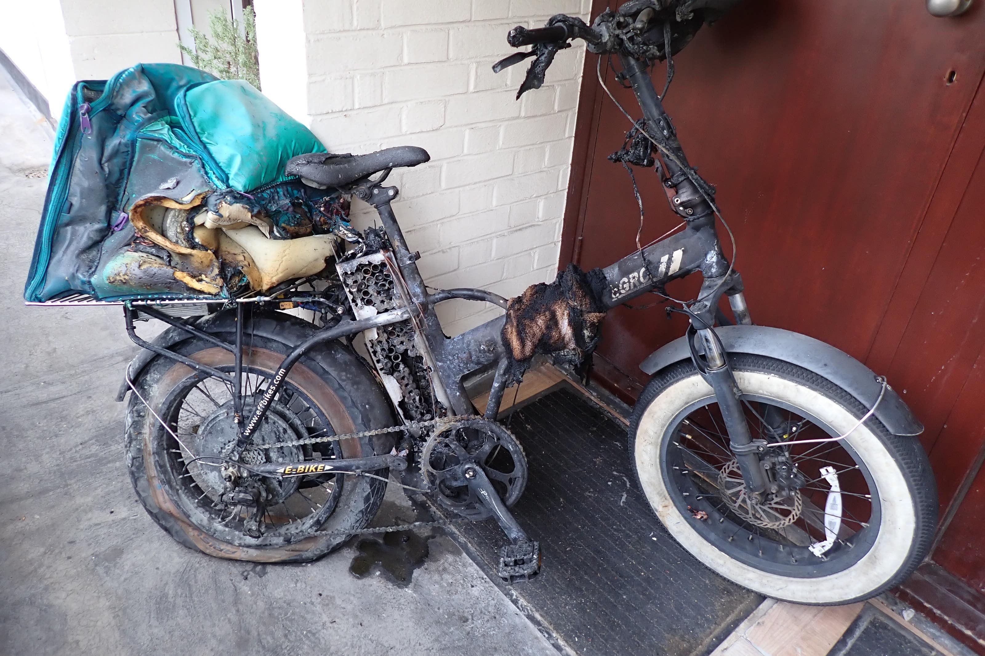 The electric bike blaze in north London was put out by firefighters (London Fire Brigade/PA)