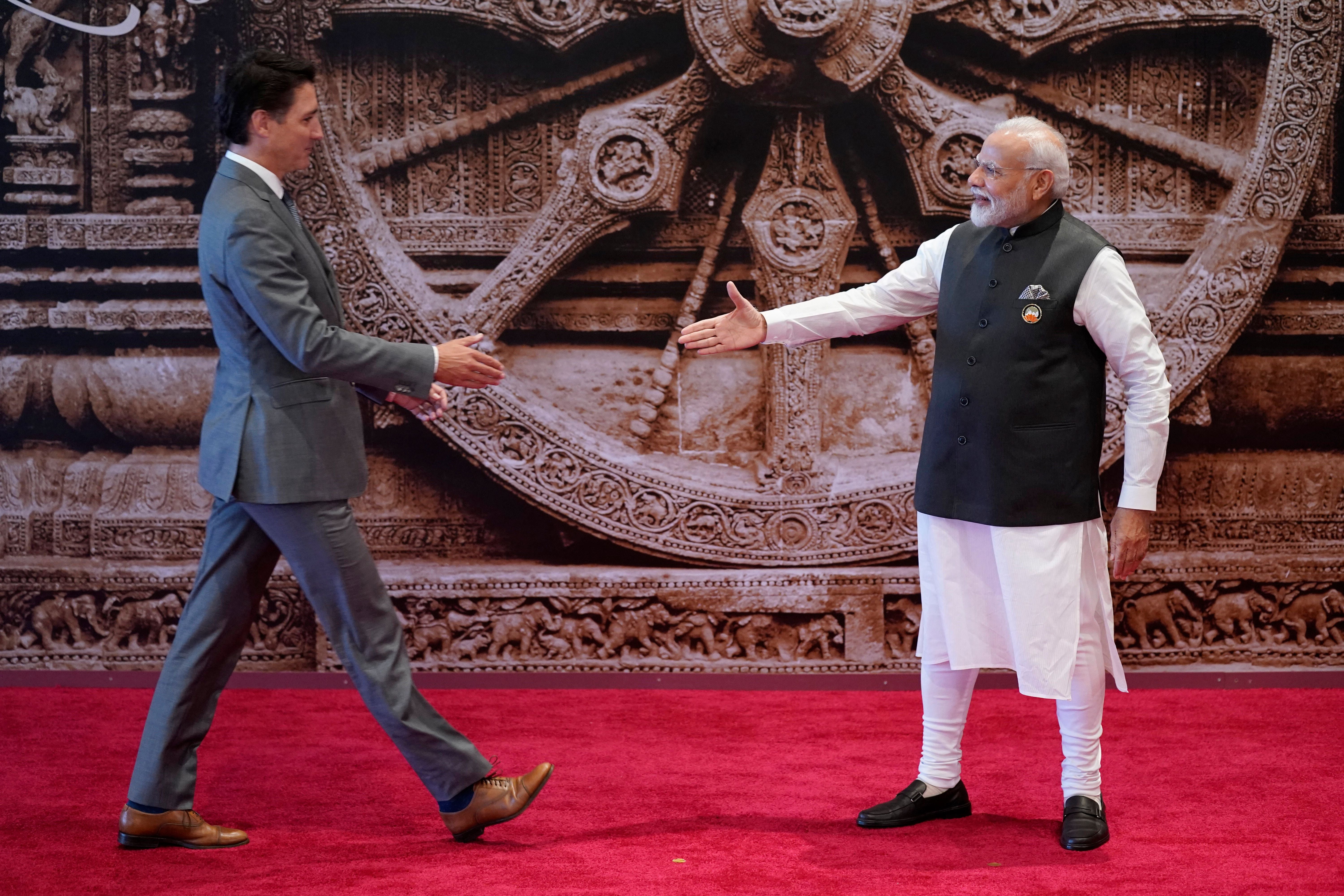 Not so welcome: Narendra Modi greets Justin Trudeau at the G20 in New Delhi earlier this month