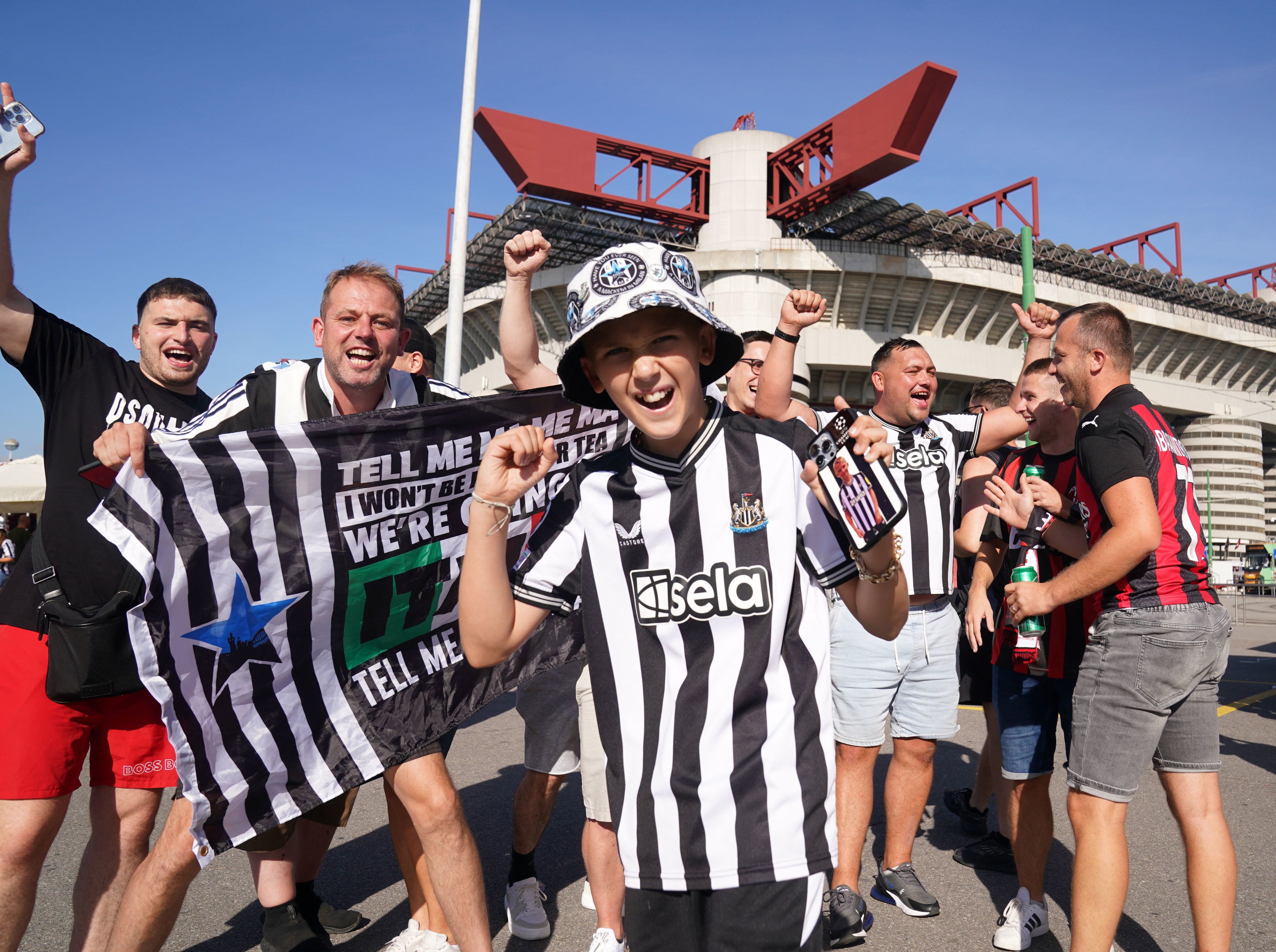 Newcastle fans ahead of Tuesday night’s game at the San Siro - the match passed without supporter unrest