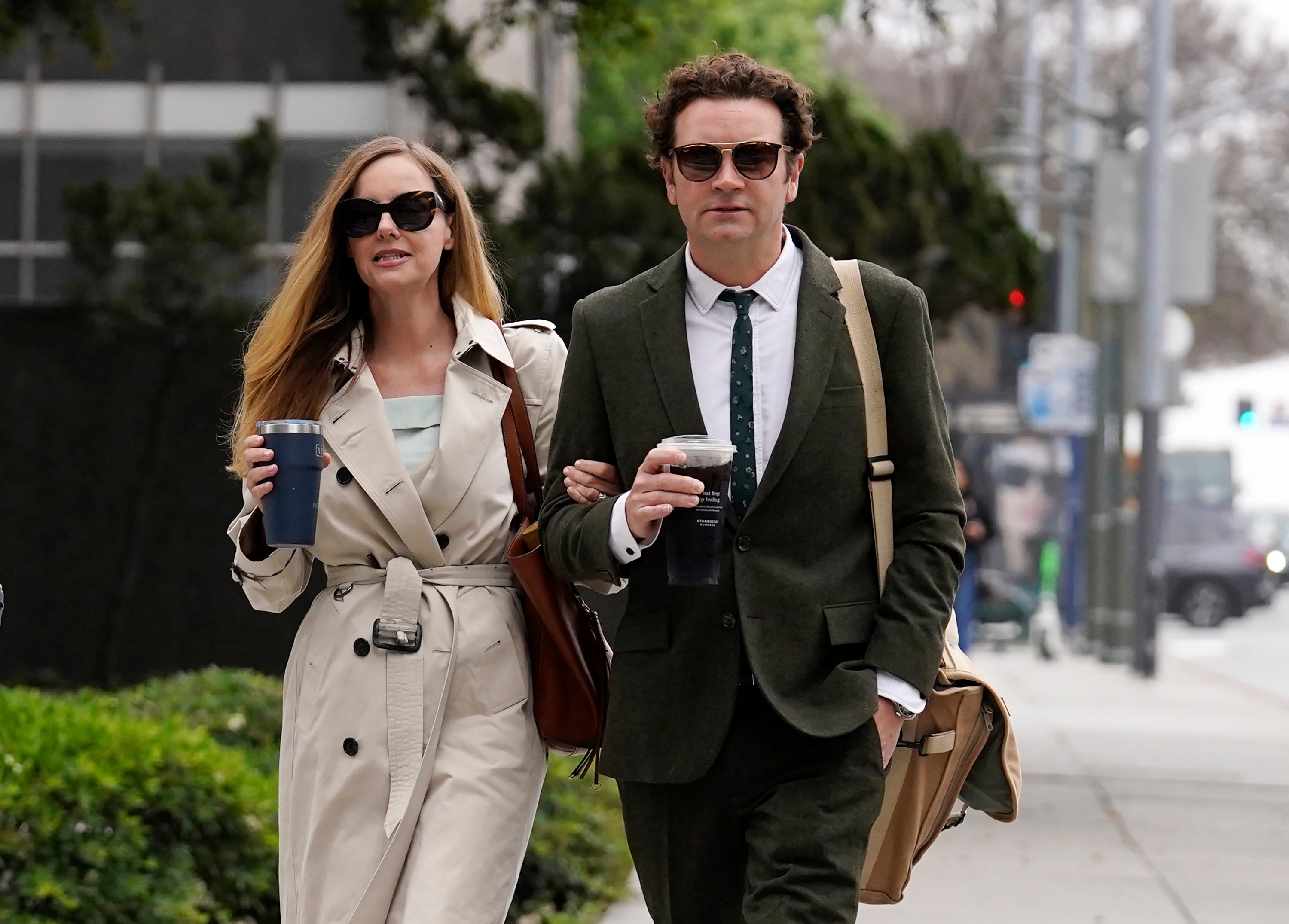 Danny Masterson, right, and his then-wife Bijou Phillips arrive for closing arguments in his second rape trial.