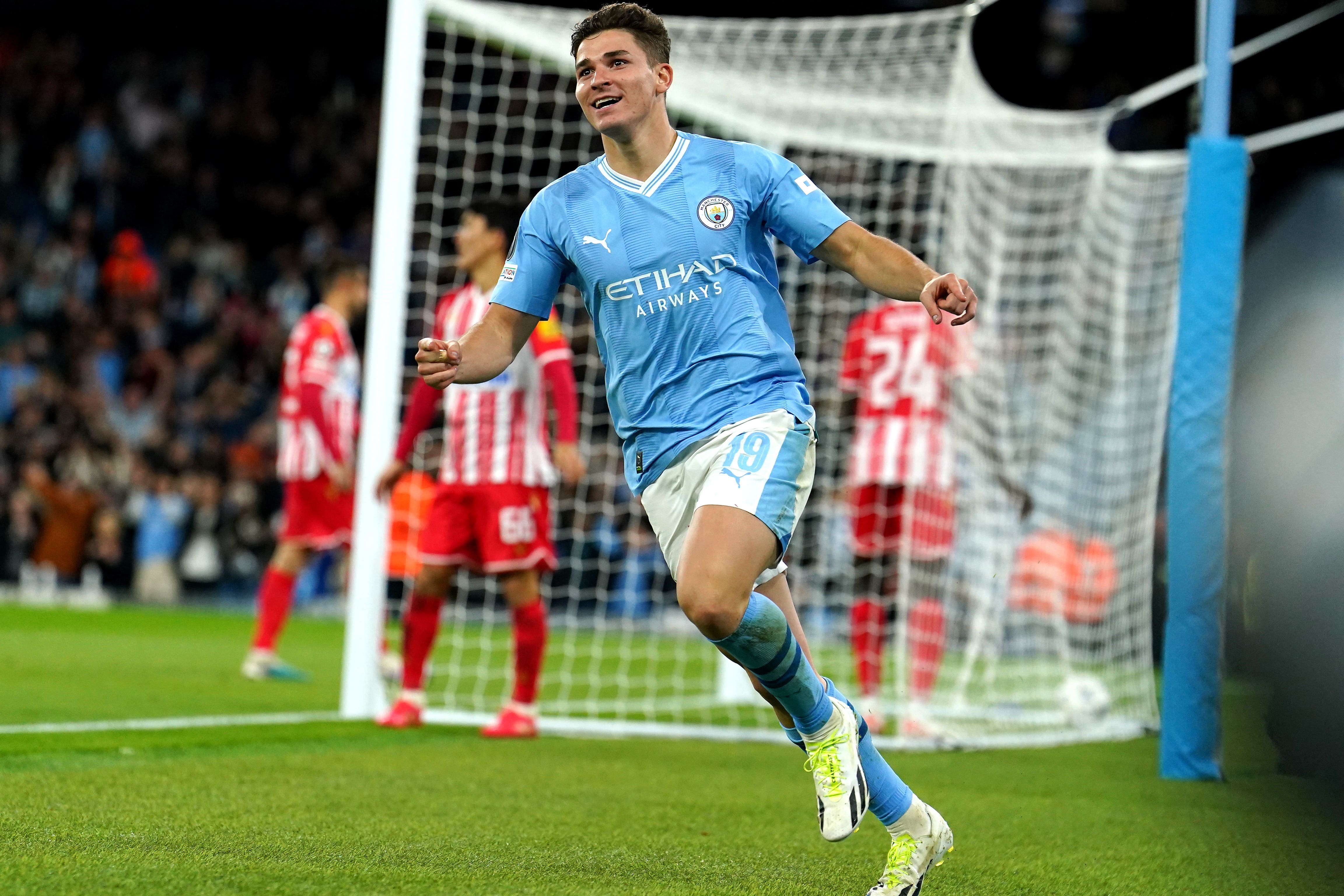 Julian Alvarez scored twice against Red Star Belgrade (Martin Rickett/PA)