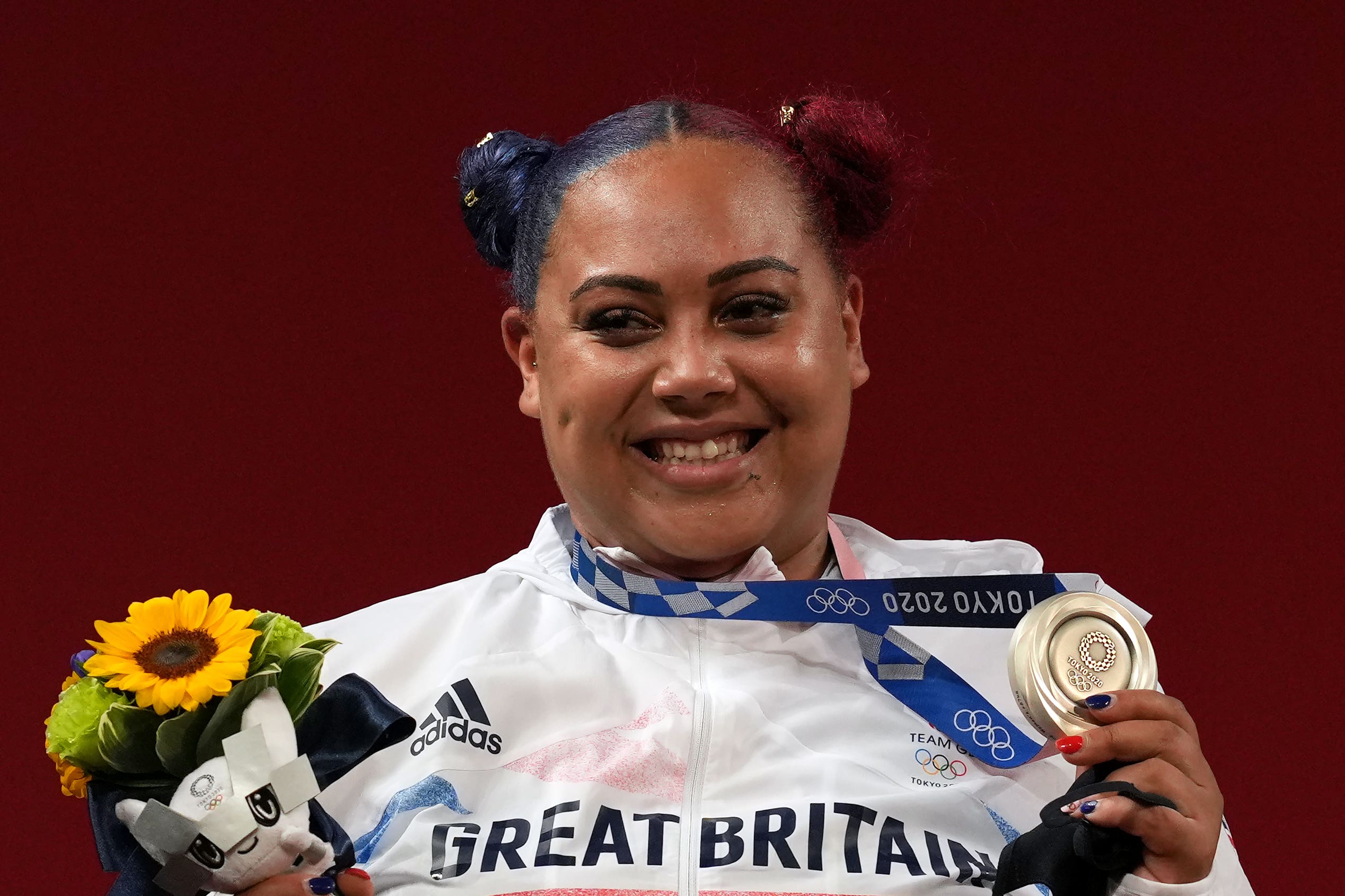 Emily Campbell celebrates winning Olympic silver in Tokyo (Martin Rickett/PA)