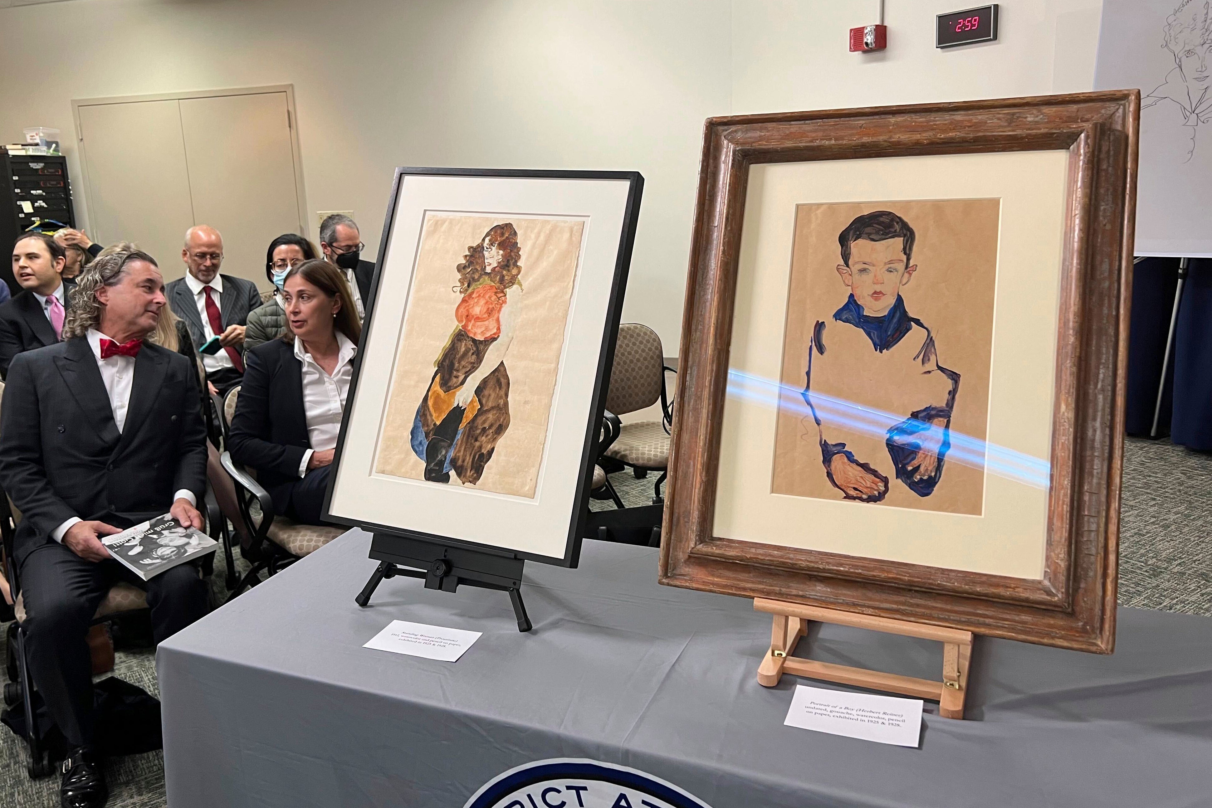 Works of art by Austrian expressionist artist Egon Schiele are on display at the Manhattan District Attorney's Office