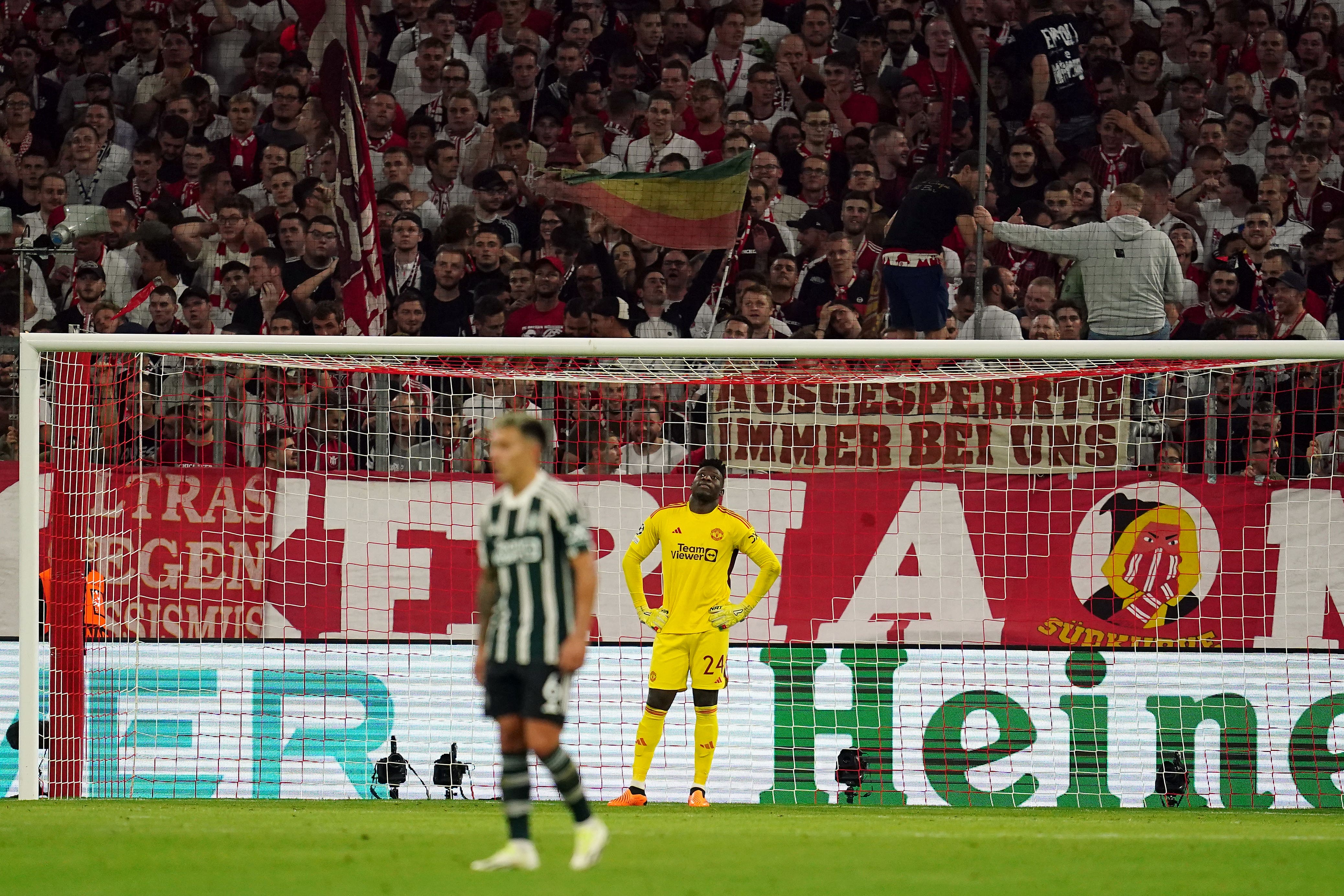 Andre Onana was disappointed following Manchester United’s Champions League loss to Bayern Munich (Nick Potts/PA)