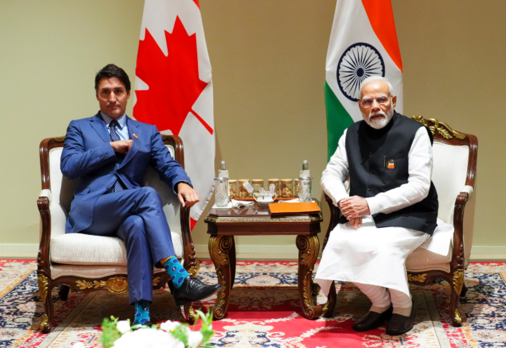 Prime Minister Justin Trudeau takes part in a bilateral meeting with Indian Prime Minister Narendra Modi during the G20 Summit in New Delhi