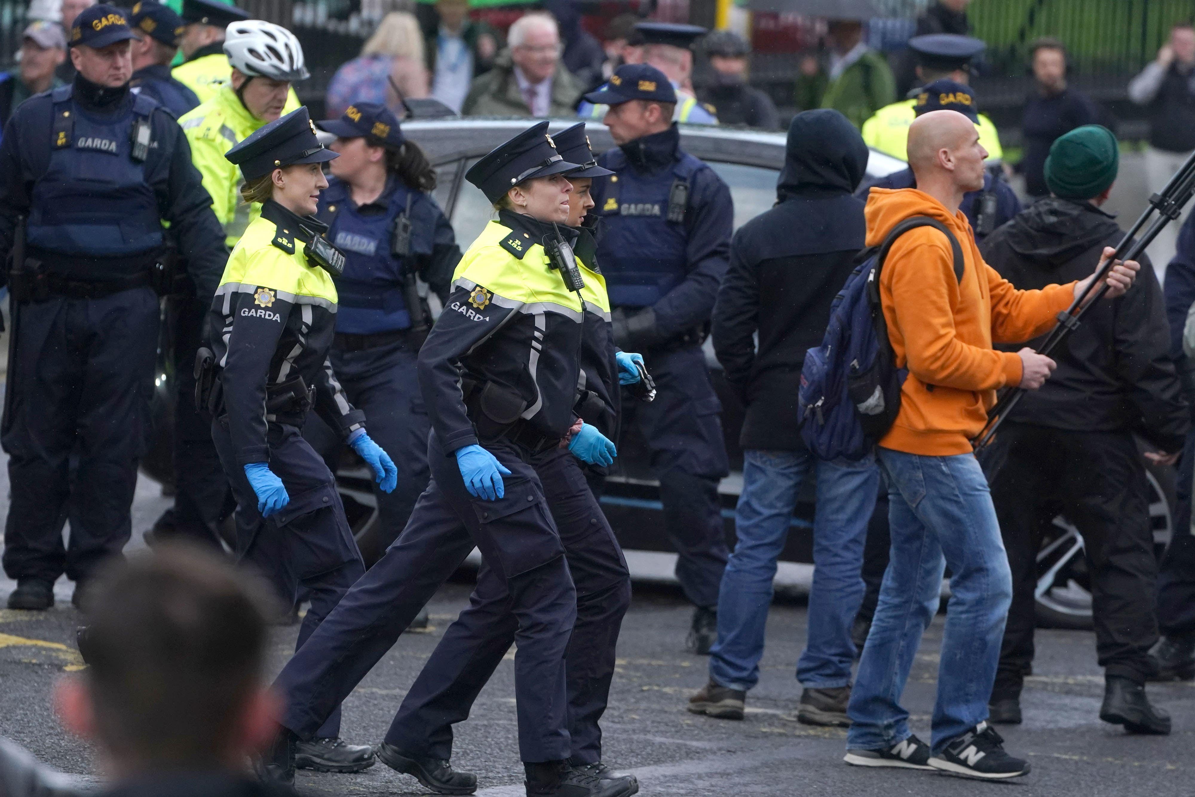 Members of the Garda and the Garda Public Order Unit outside Leinster House, Dublin, as the Dail resumes after summer recess. Picture date: Wednesday September 20, 2023.