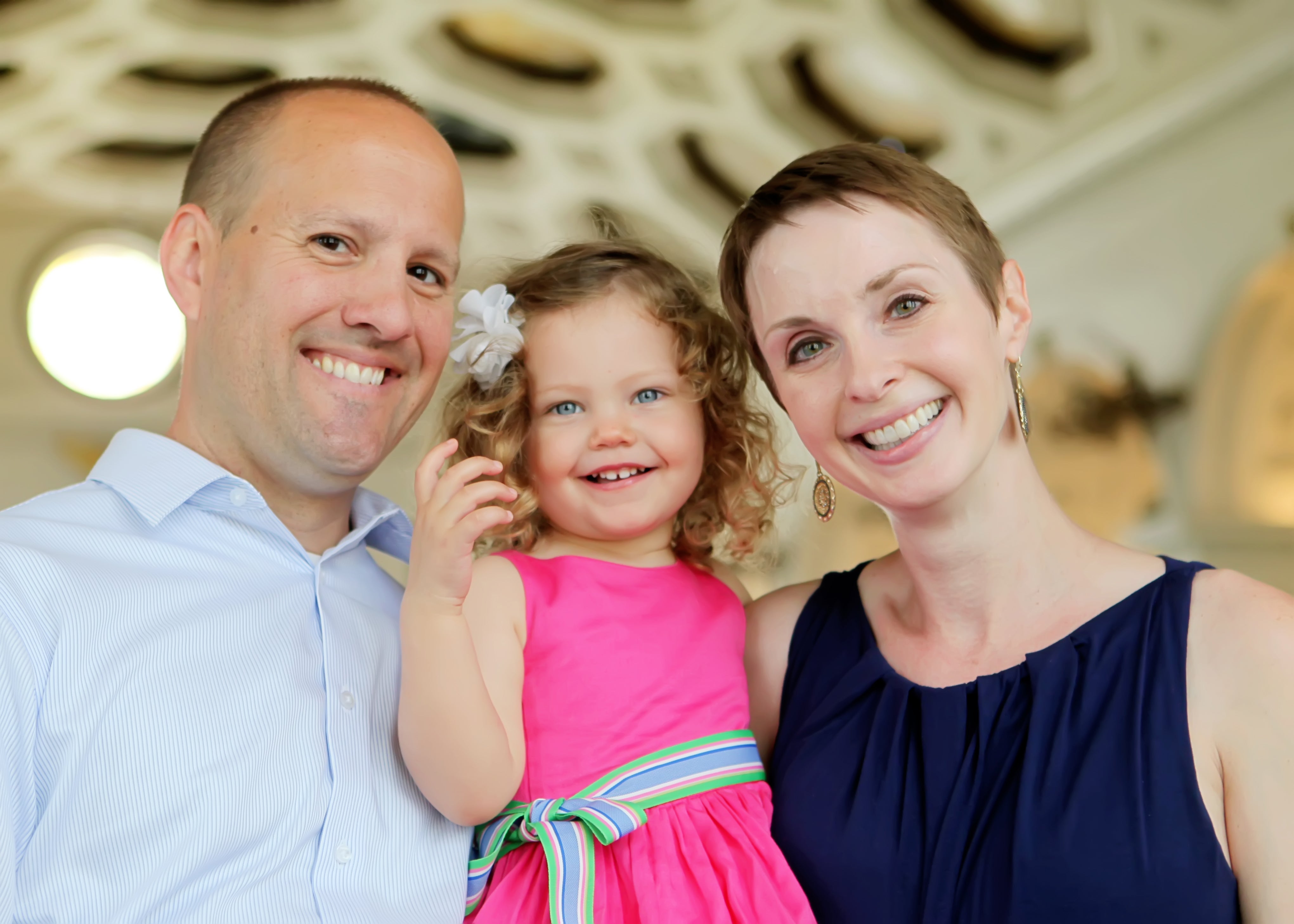 Amanda with husband Matthew and their daughter, Paige. Researchers found that Amanda’s body produced too much of a particular protein, which depletes her energy