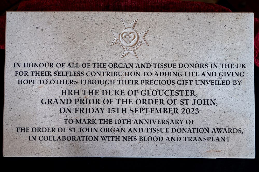 The memorial to organ and tissue donors was unveiled on Friday (NHS Blood and Transplant/PA)