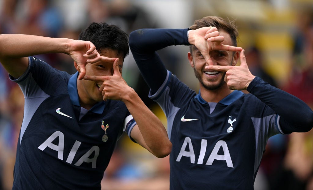 James Maddison joins in with Heung-Min Son’s trademark celebration at Burnley