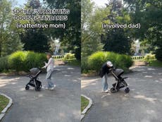 Mother calls out parenting double standard by showing moms and dads performing same activities