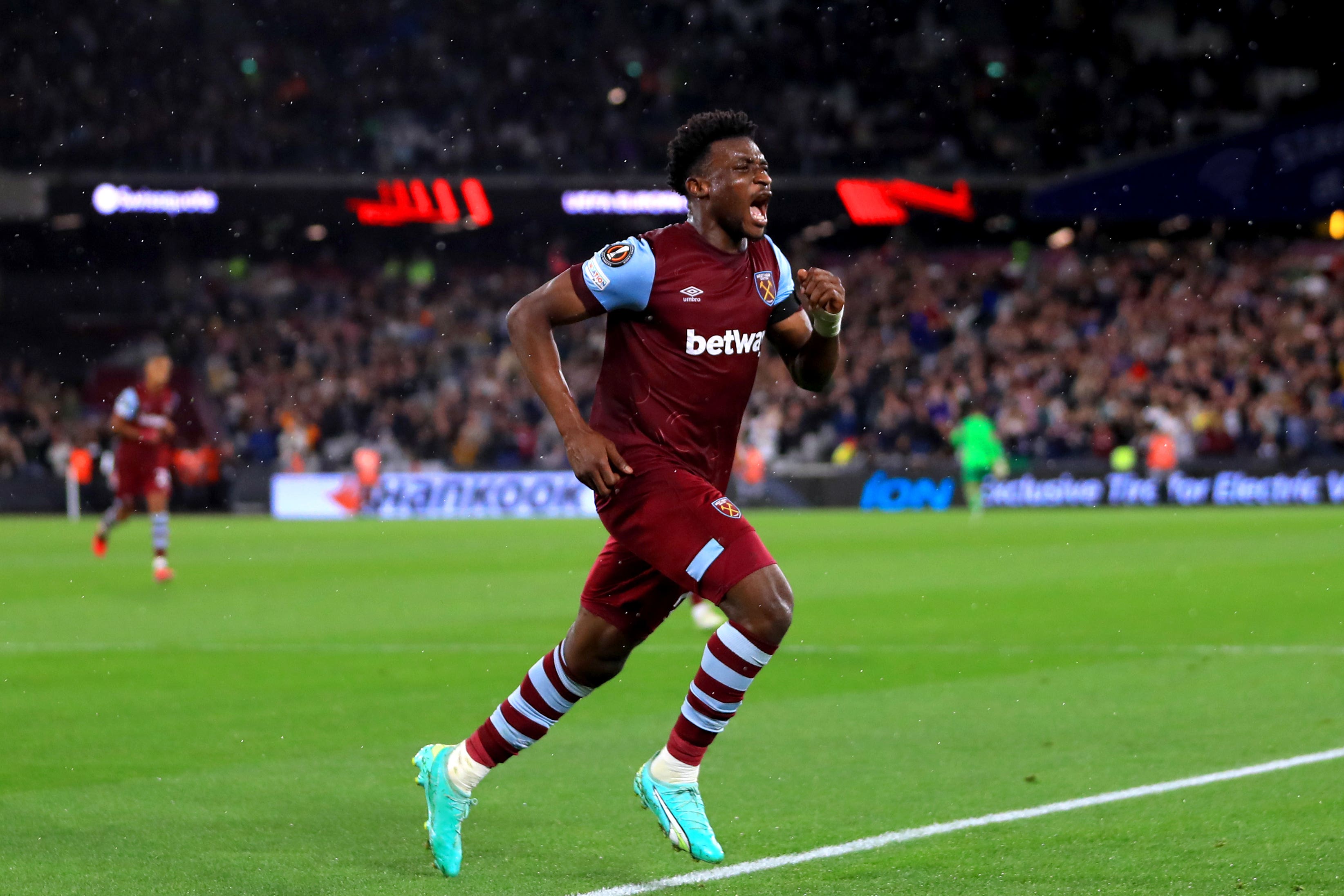 West Ham’s Mohammed Kudus celebrates his goal (Bradley Collyer/PA)