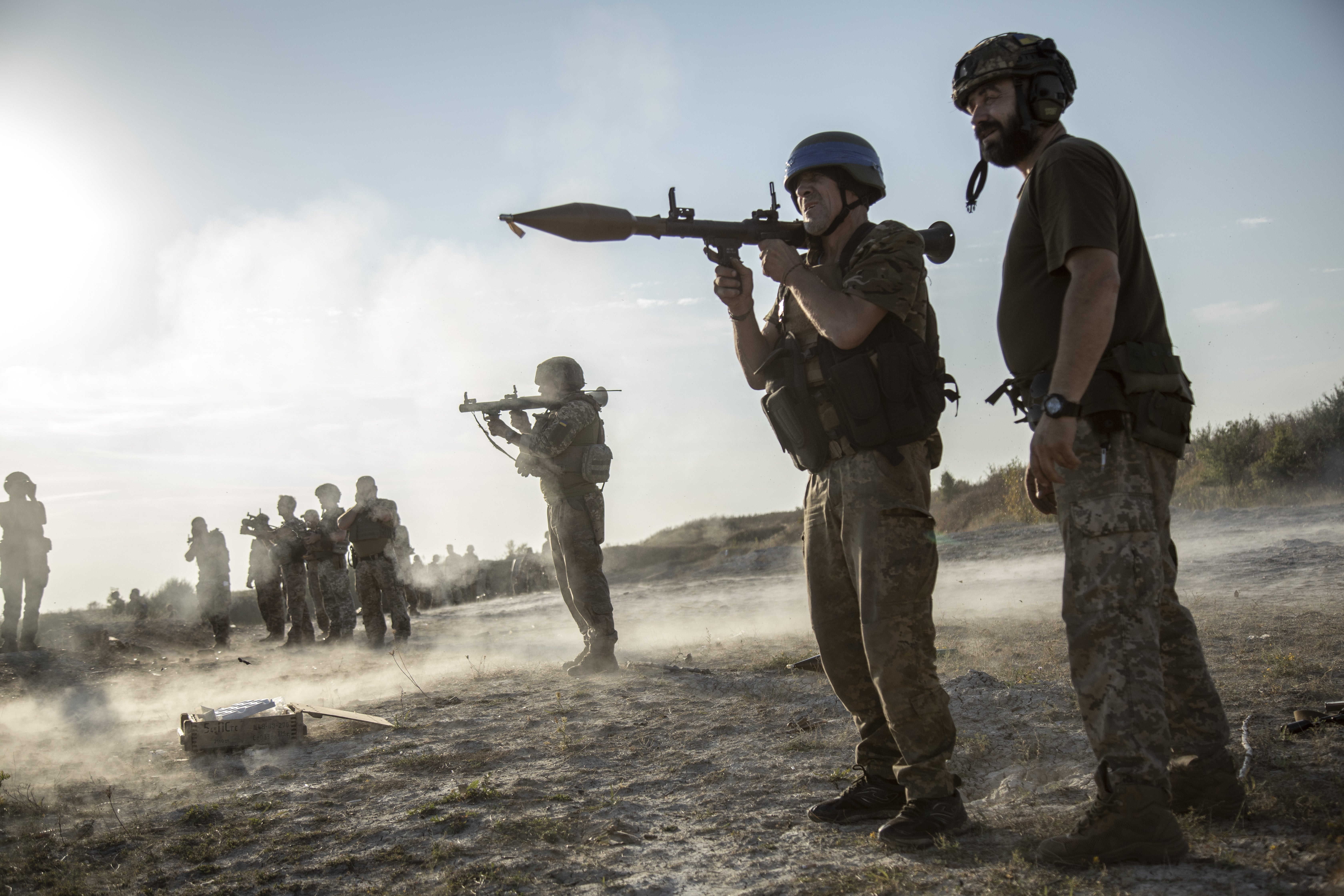 Soldiers from the 57th Brigade of the Ukrainian army