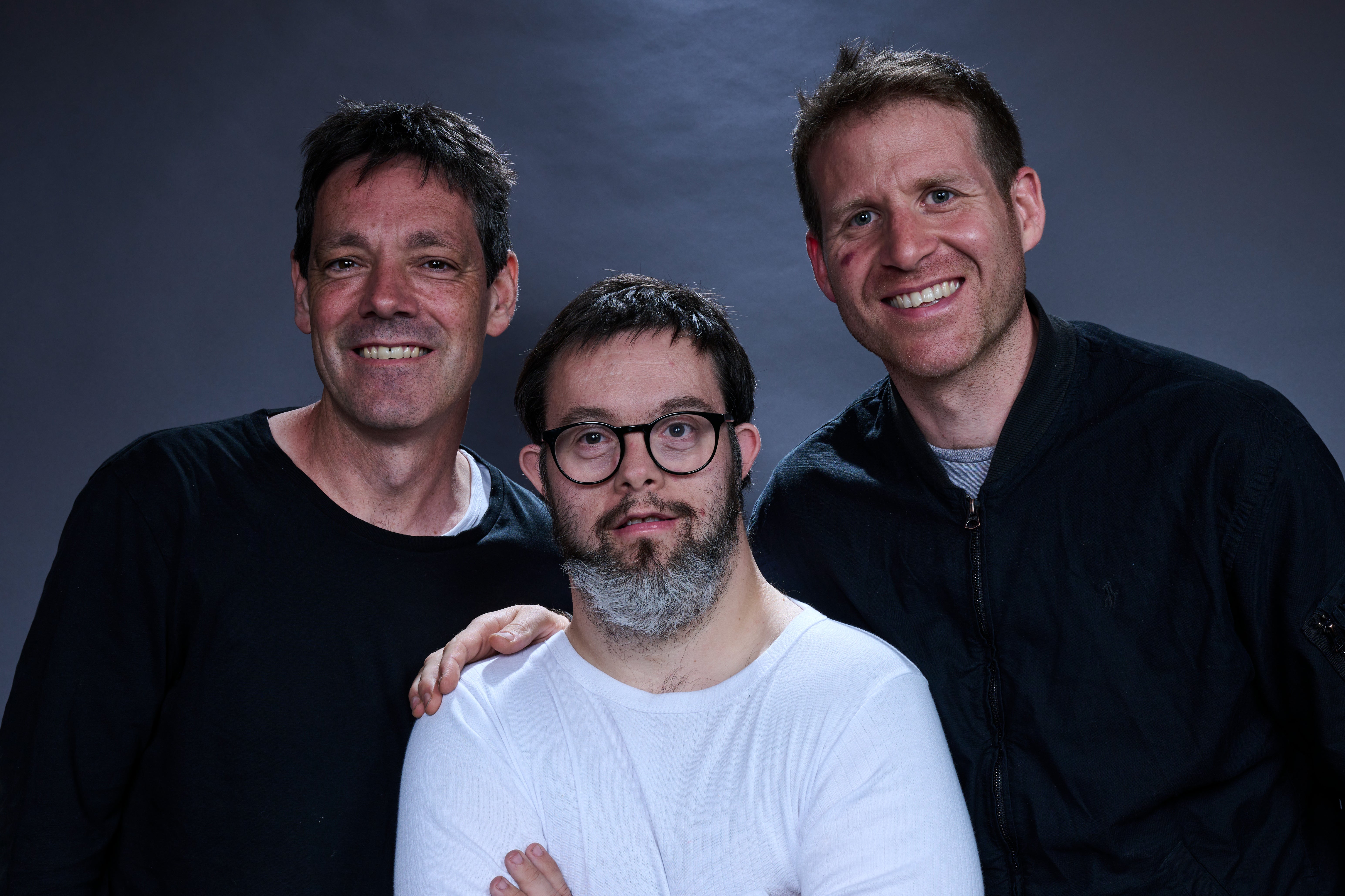 ‘He’s a classic bloke – doesn’t like to talk about his emotions’: Otto Baxter (centre) with his friends and collaborators Bruce Fletcher (left) and Peter Beard (right)