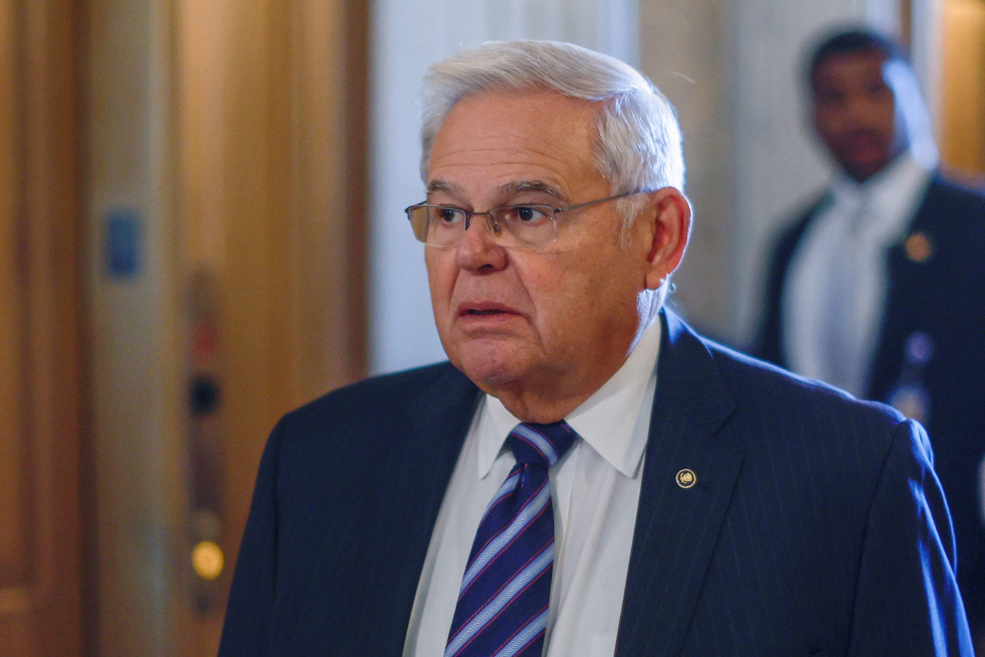 US Senator Robert Menendez is pictured at the Capitol on 20 September.