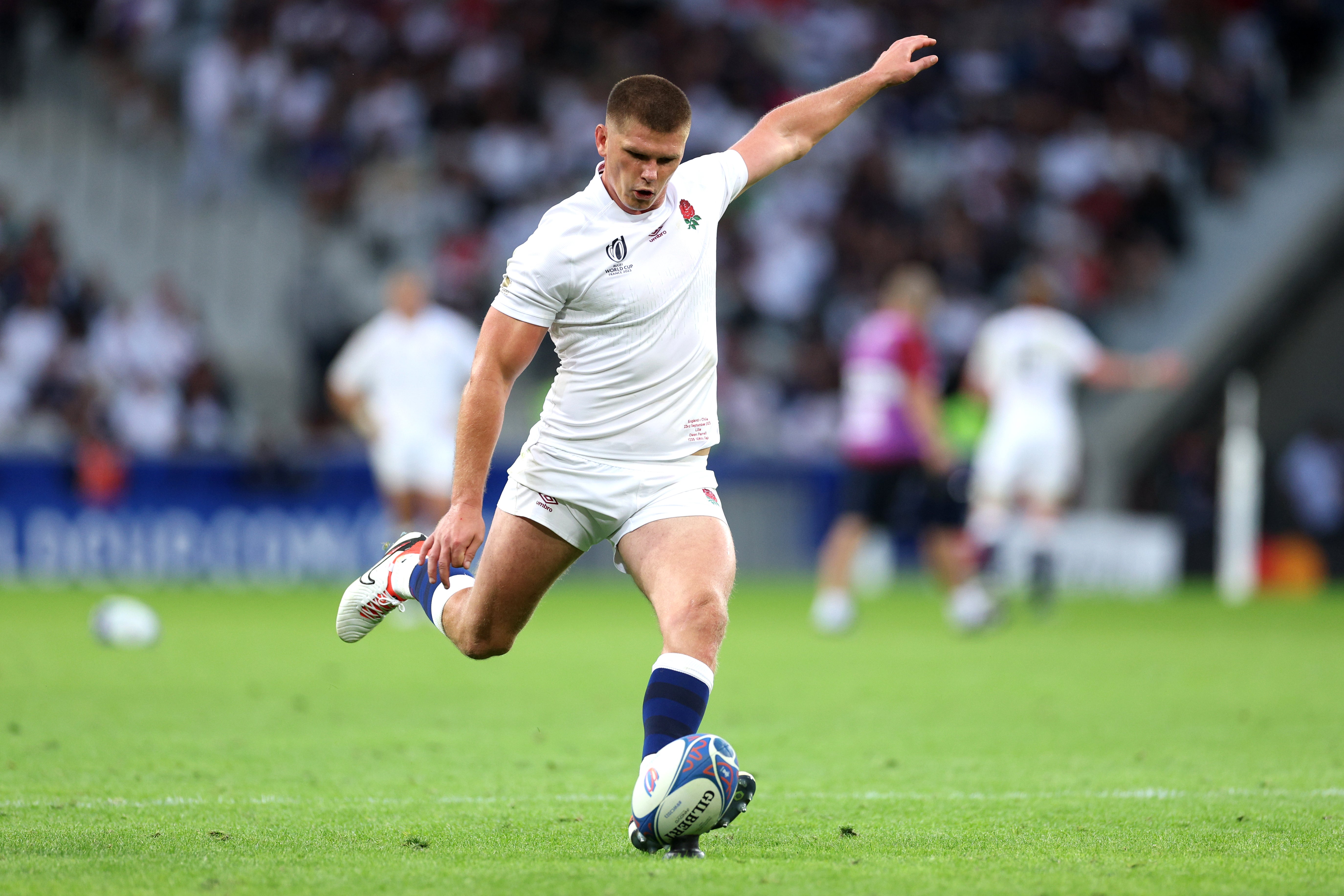 Owen Farrell converts England’s 10th try of the game