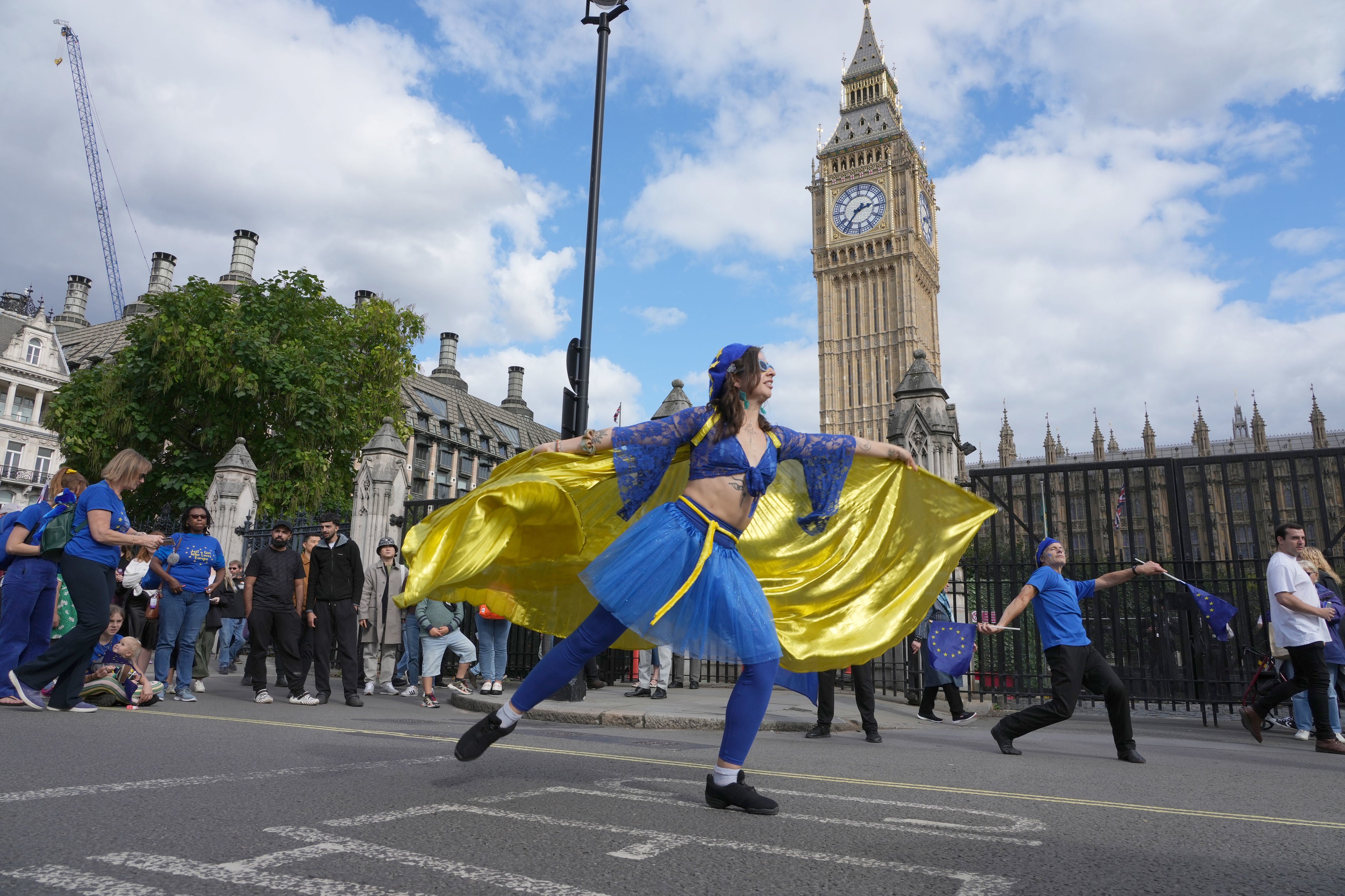 This dance routine continued along the march route