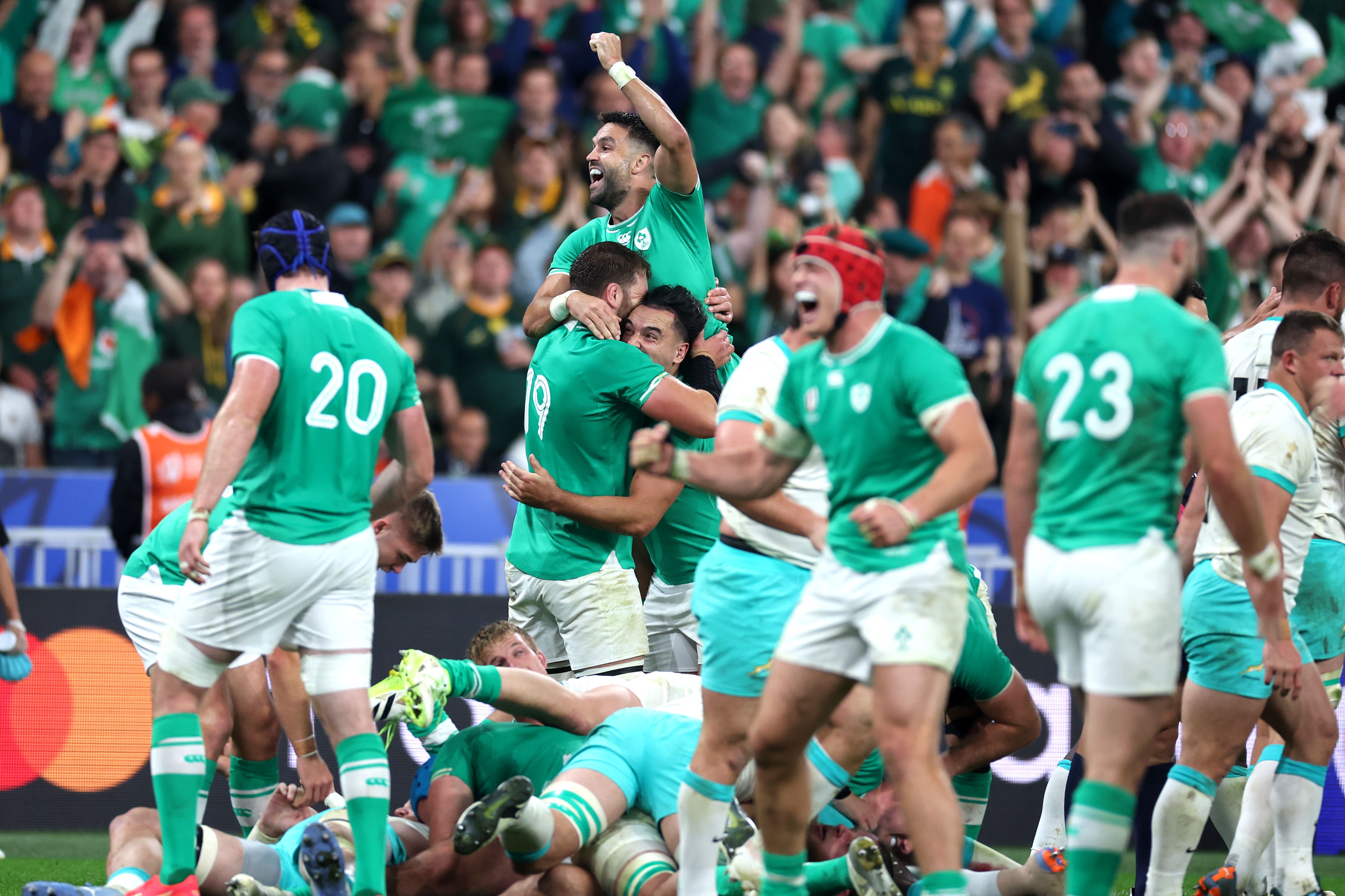 Ireland celebrated a brilliant victory over defending champions South Africa in Paris (Bradley Collyer/PA)