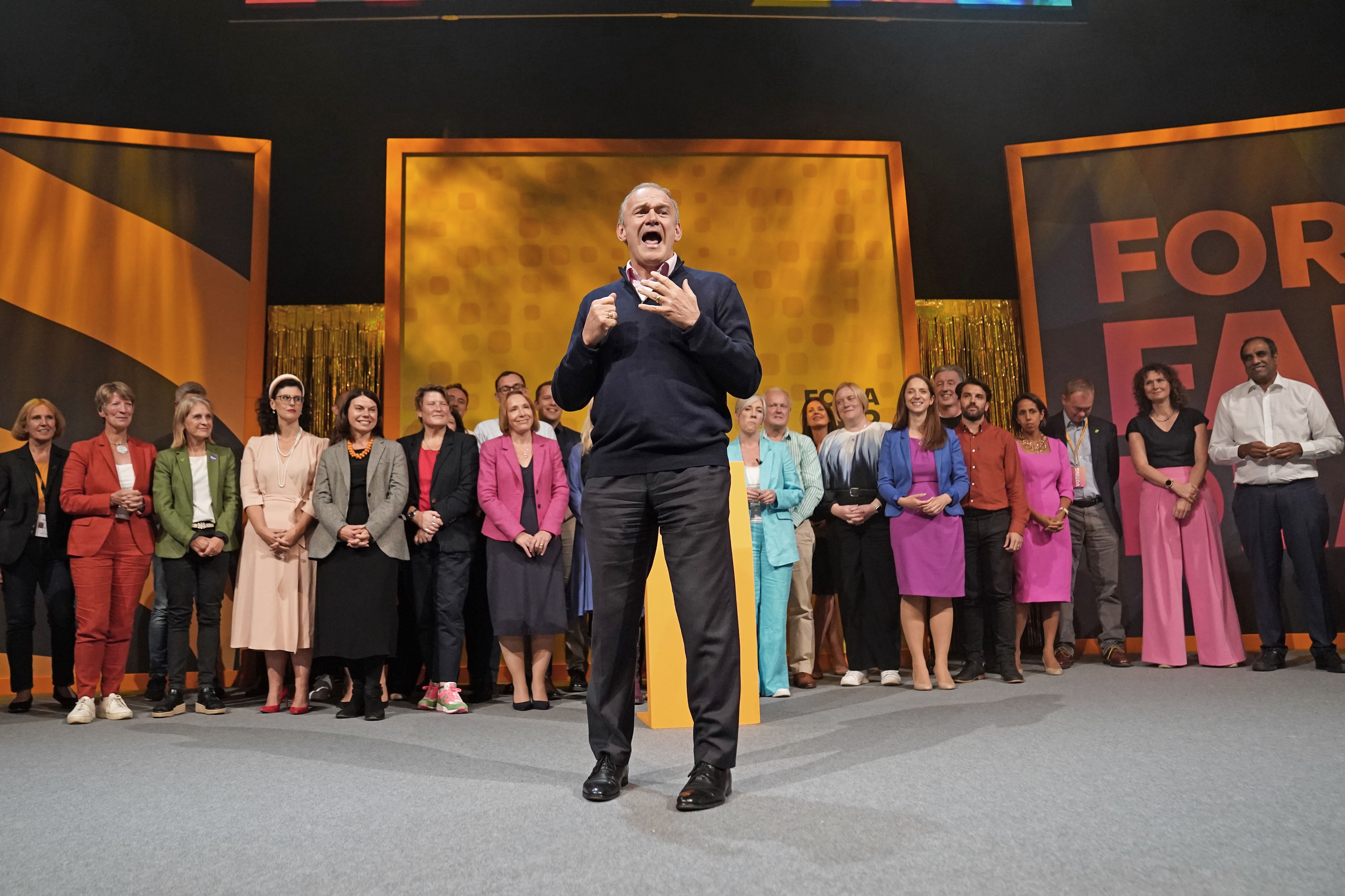 LibDem leader Sir Ed Davey during the Liberal Democrat conference (Stefan Rousseau/PA)