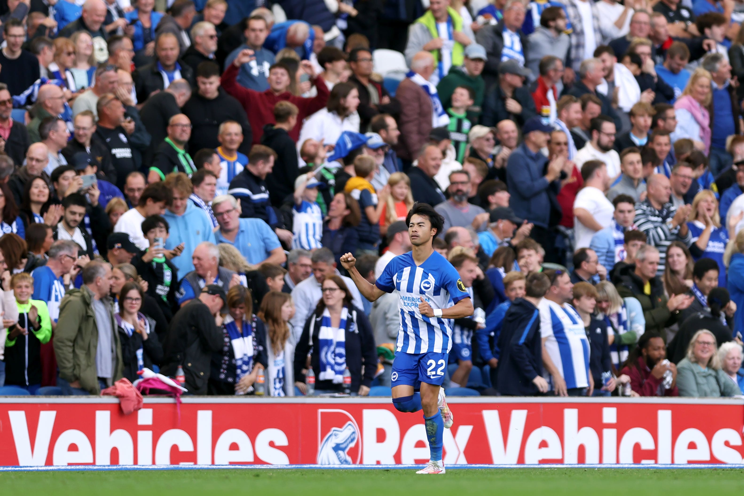 Kaoru Mitoma scored twice for Brighton (Steven Paston/PA)