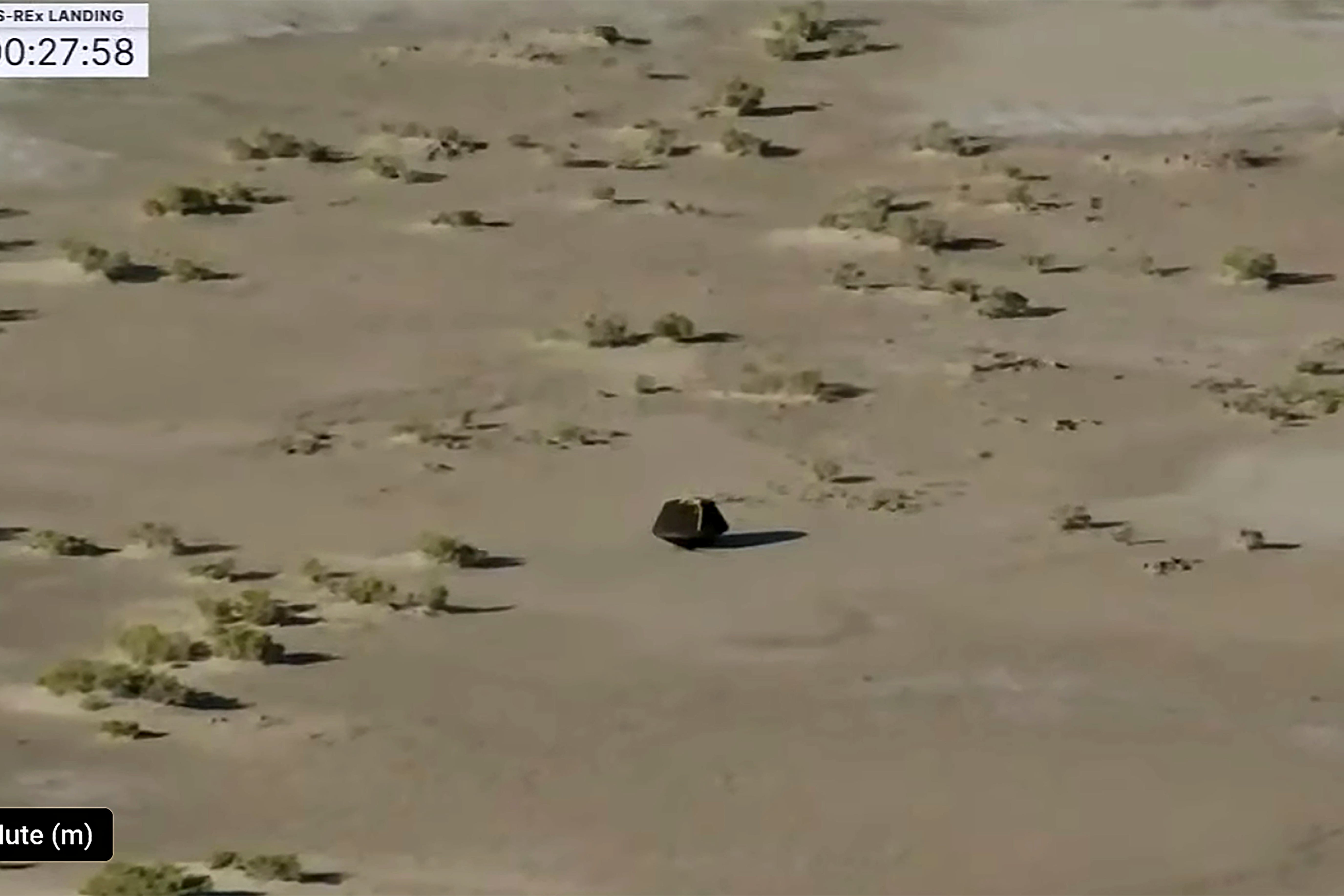 The capsule released by the Osiris-Rex spacecraft after landing to Earth (Nasa TV via AP/PA)