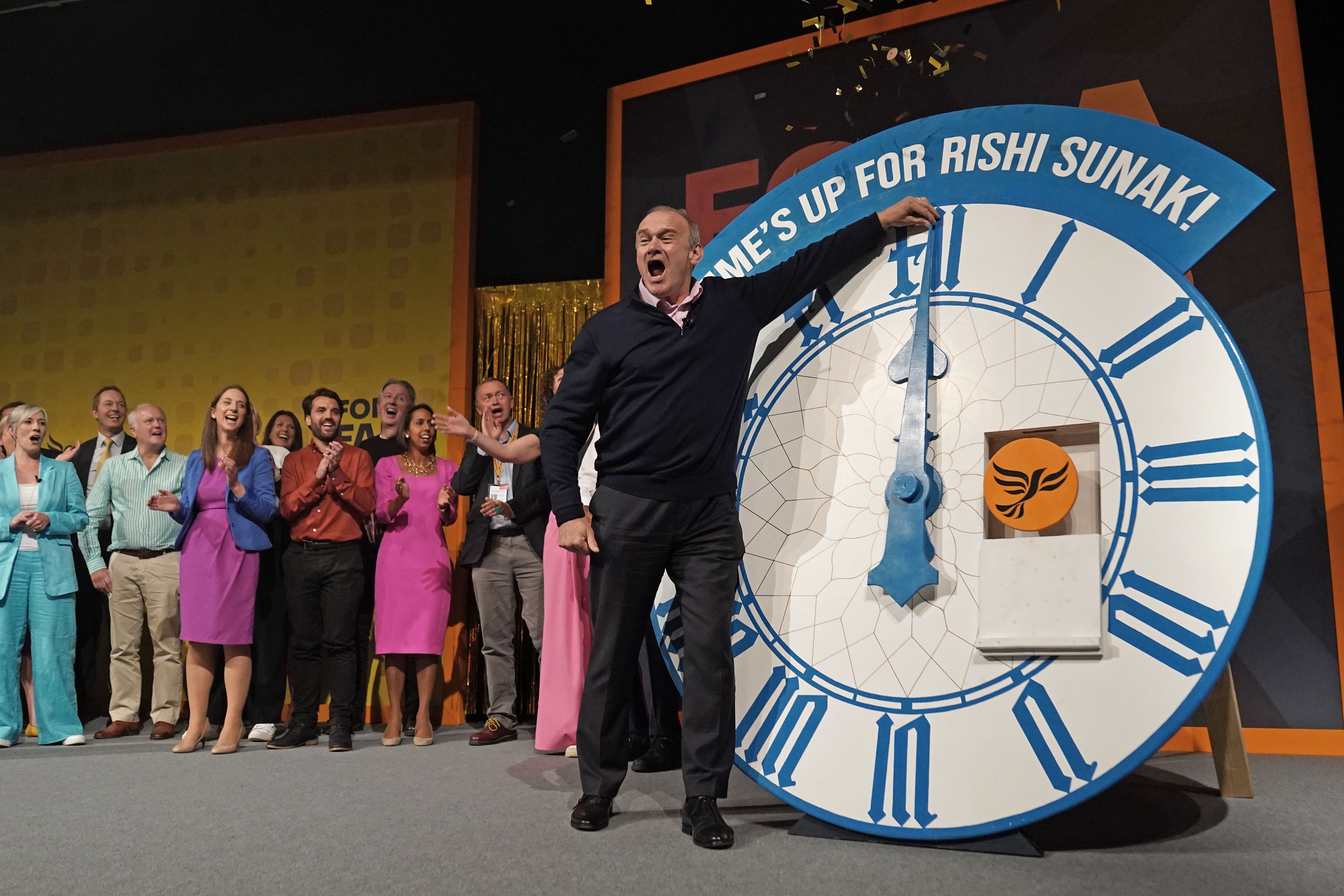 Liberal Democrat leader Sir Ed Davey during the party’s conference in Bournemouth (PA)