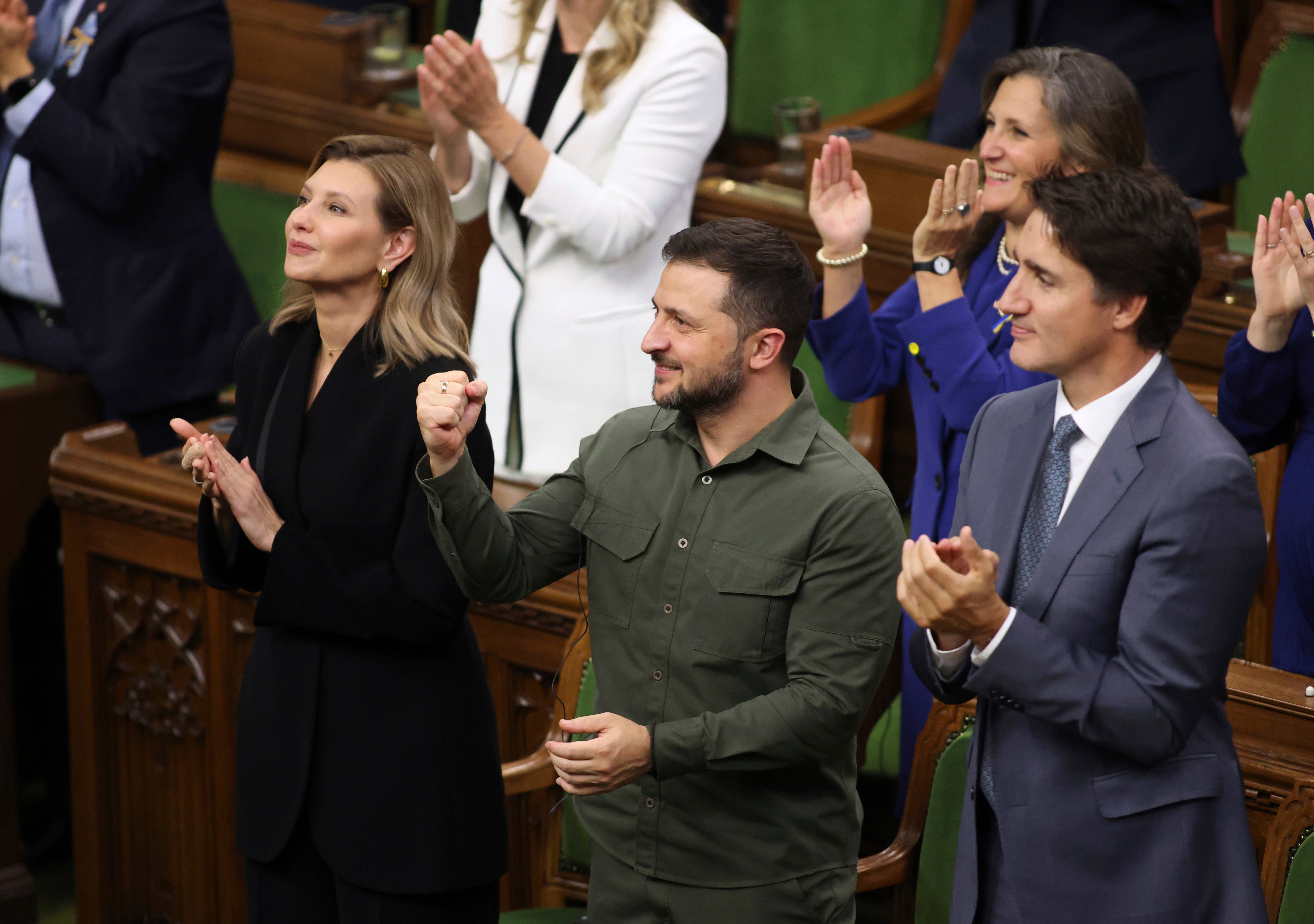 Volodymyr Zelensky and Justin Trudeau join a standing ovation for the Nazi veteran