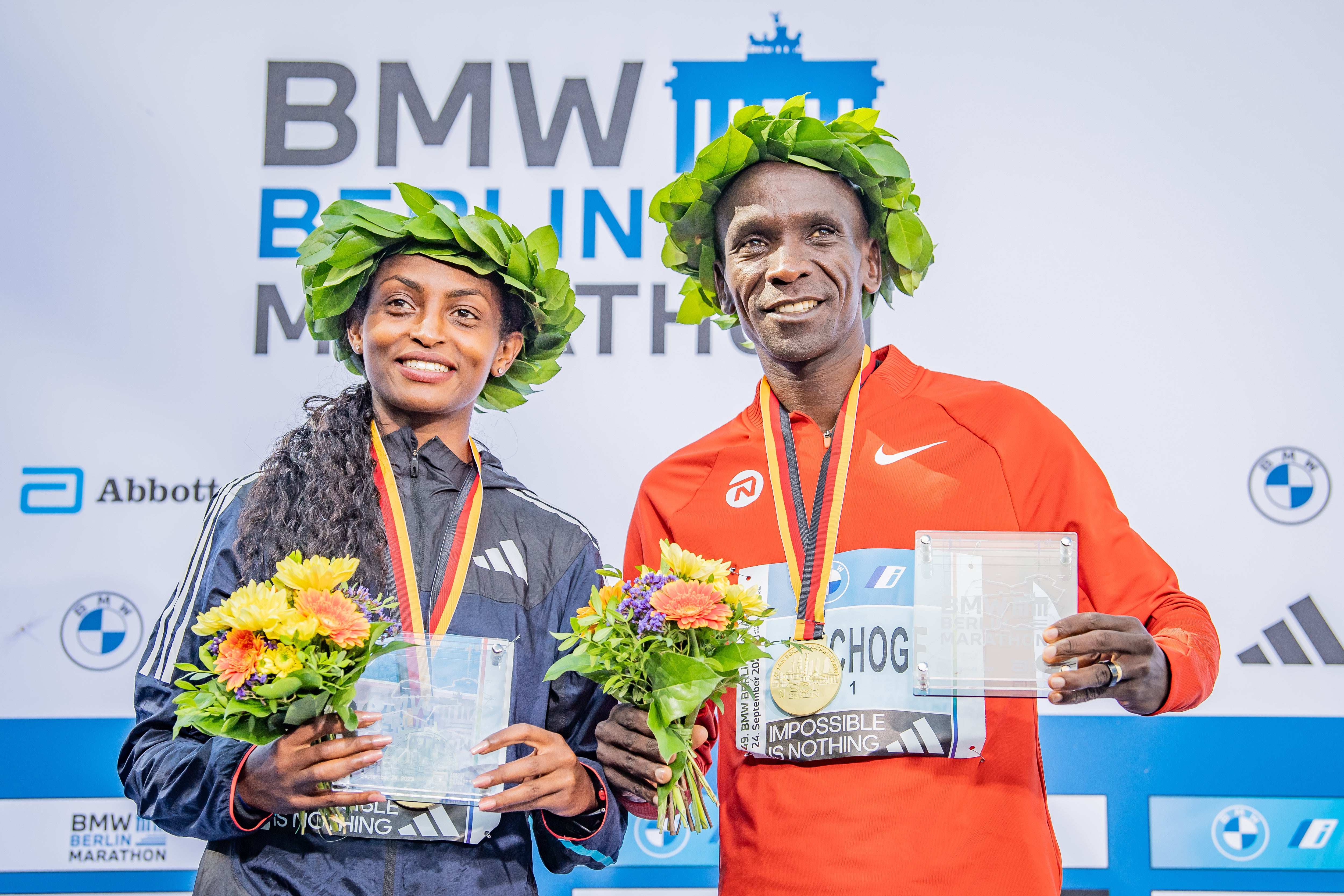Eliud Kipchoge was victorious in the men’s race in Berlin