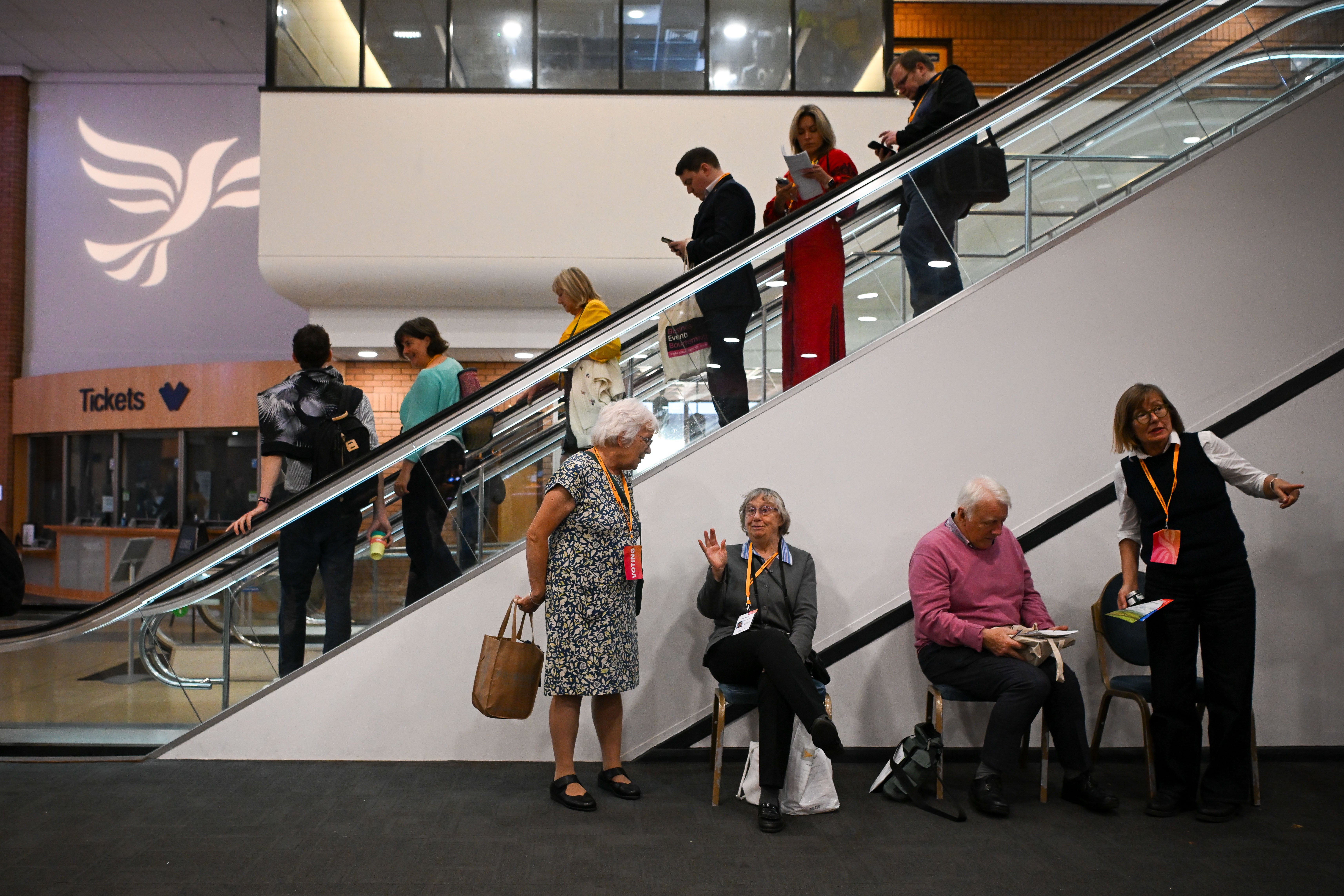 Liberal Democrat party conference delegates at the Bournemouth International Centre on Monday