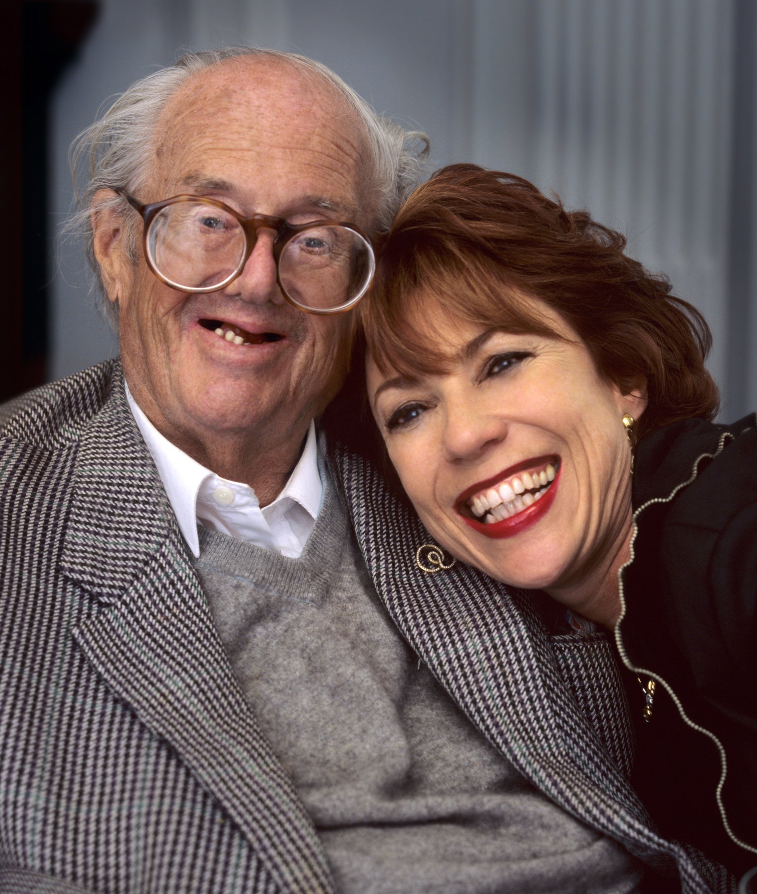 Kathy Lette with Sir John Mortimer, with whom she was cheerfully in love...