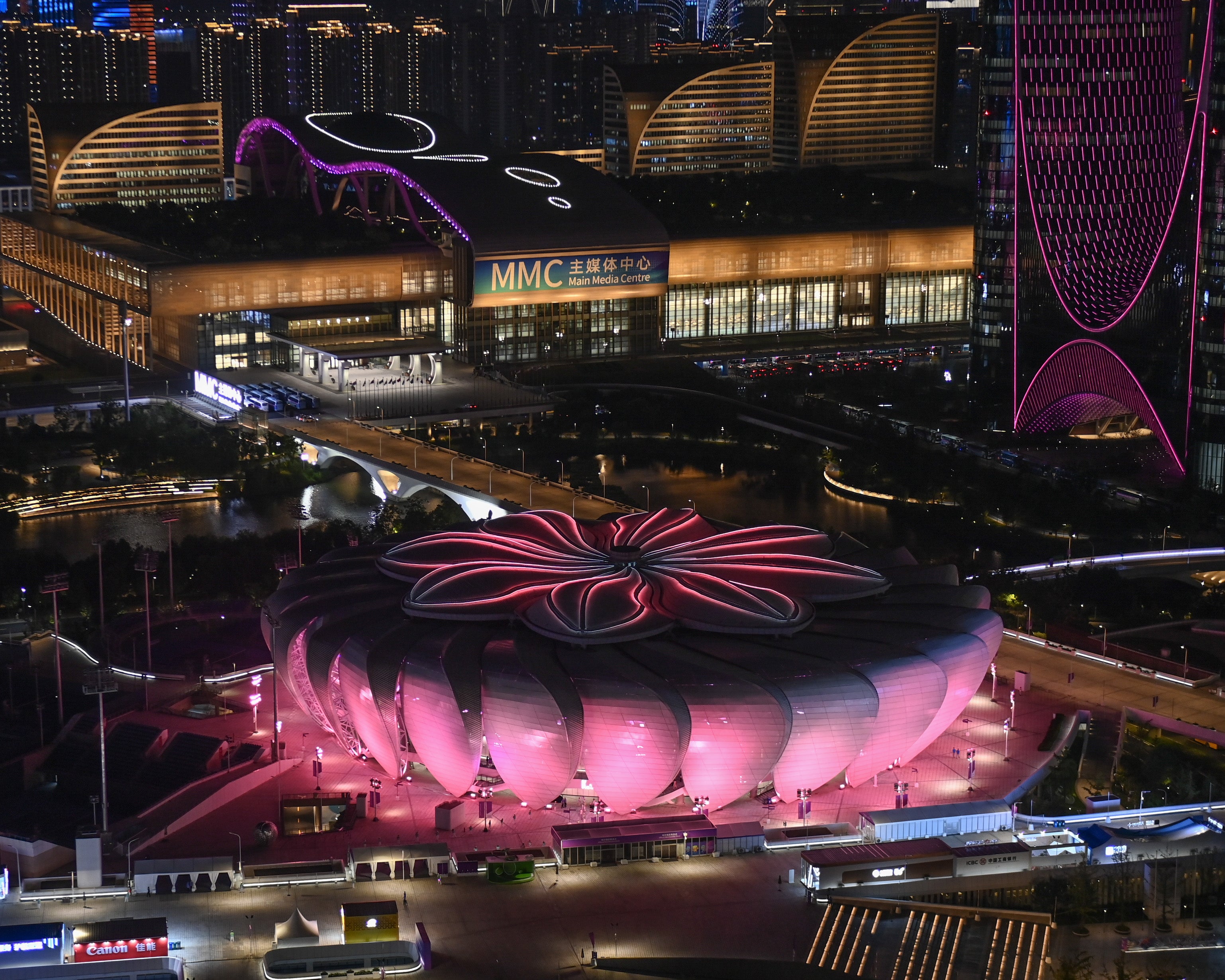 A bird-eye view of the Hangzhou Olympic Sports Centre’s Tennis Centre