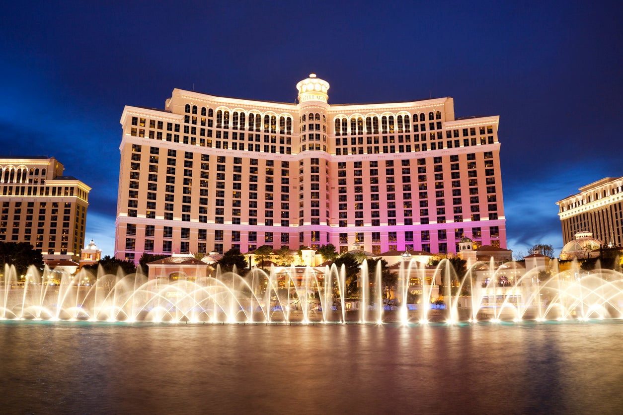 The man-made lake in front of the Bellagio is over eight acres