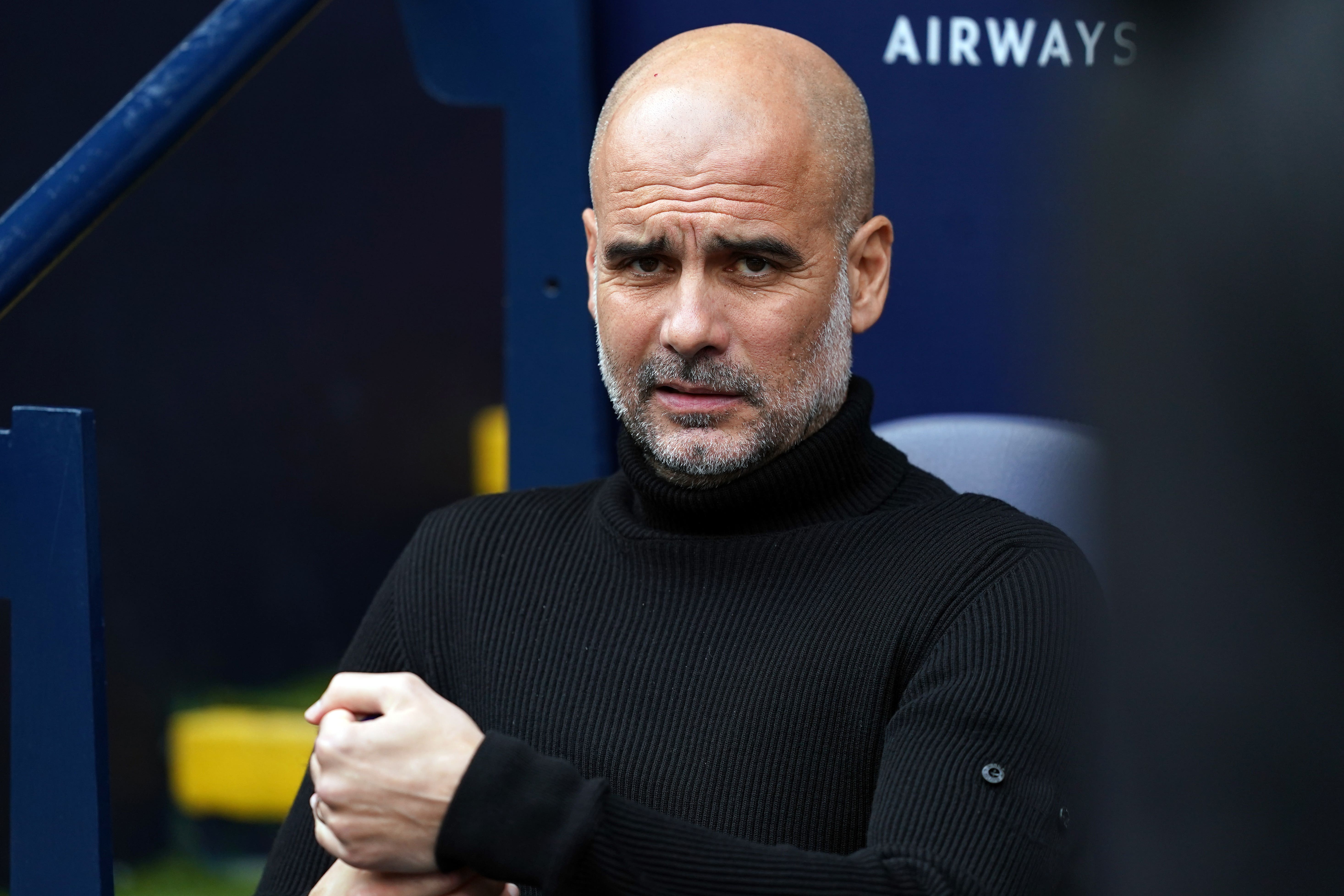 Pep Guardiola on the touchline against Nottingham Forest (Martin Rickett/PA)