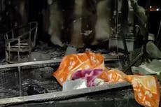 Iraq: Charred debris seen in aftermath of fire inside wedding hall that killed more than 100