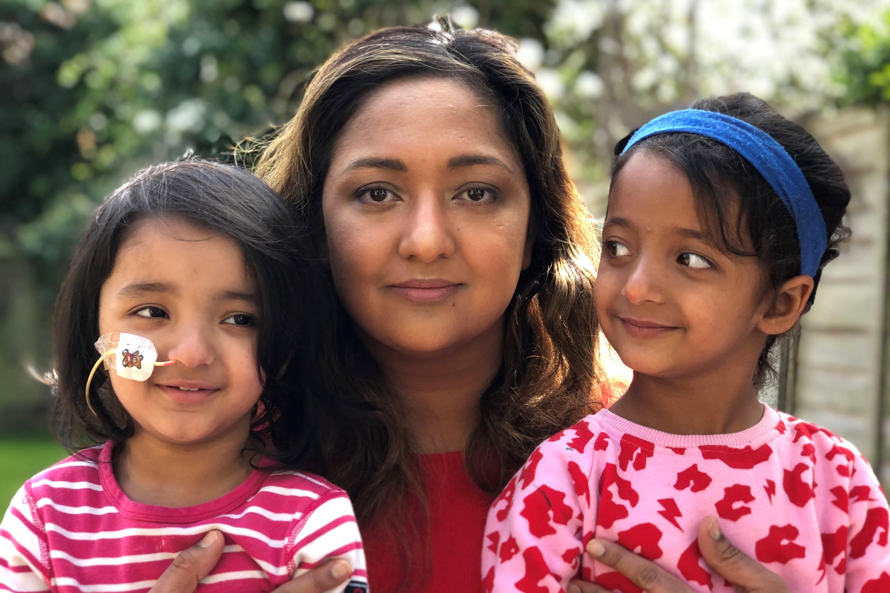 Pamela with twins Daya (left) and Jasmine (right) has backed the £300 million fundraiser for a new children’s cancer centre at Great Ormond Street Hospital (Family handout/PA)