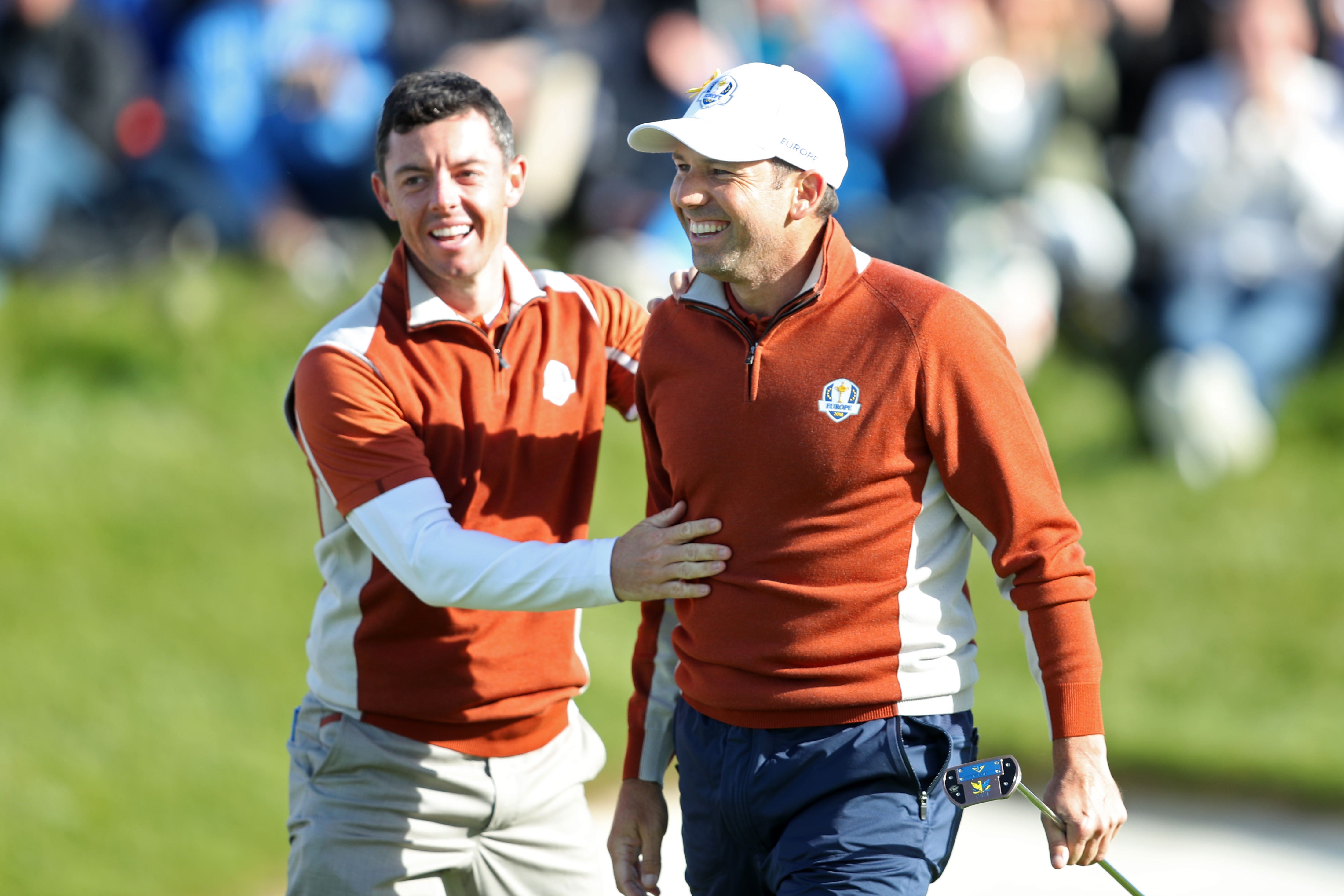 Sergio Garcia (right) has an outstanding Ryder Cup record