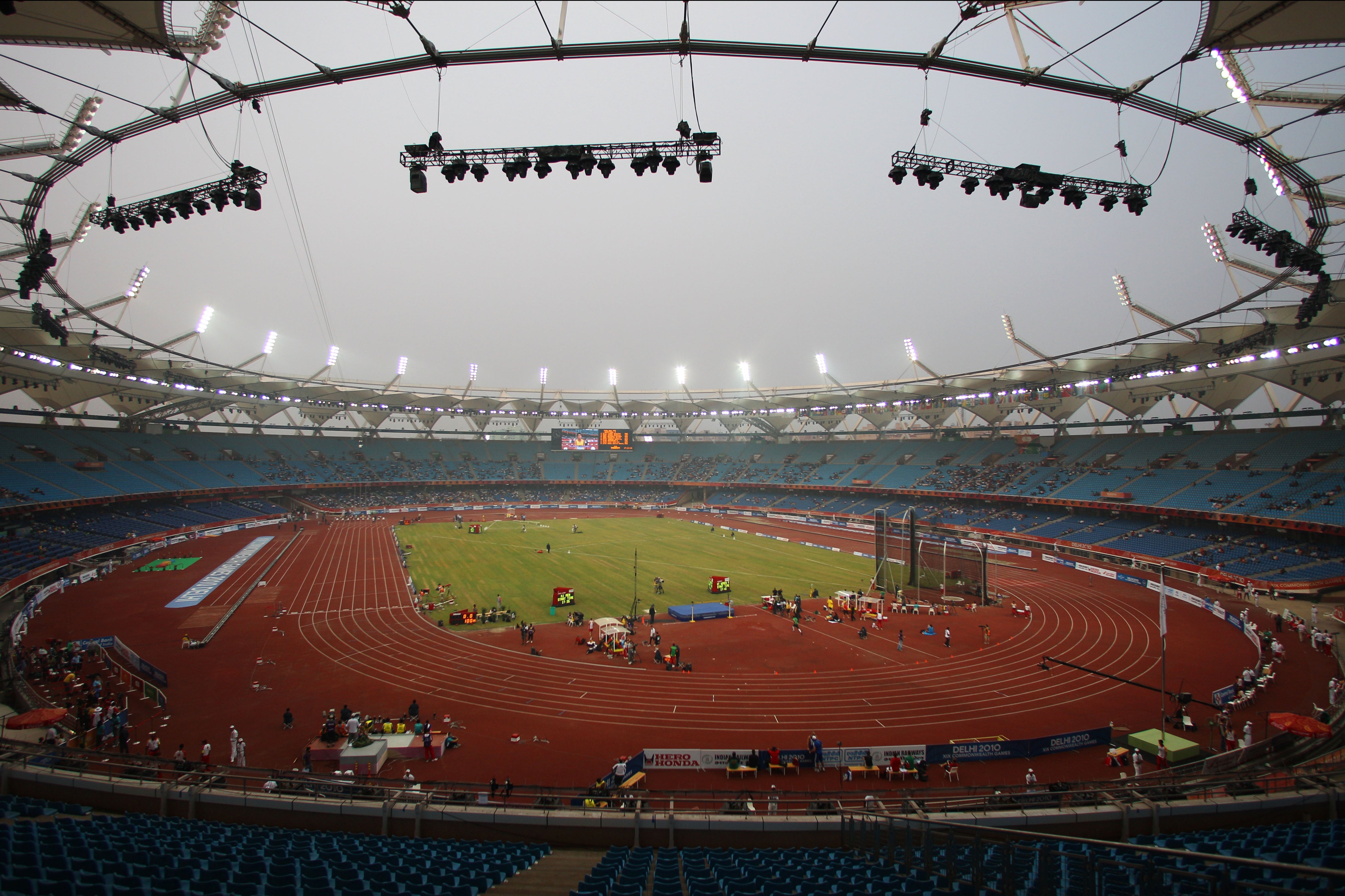 Seven sprinters fled drugs officials at the Jawaharlal Nehru Stadium, which hosted the 2010 Commonwealth Games