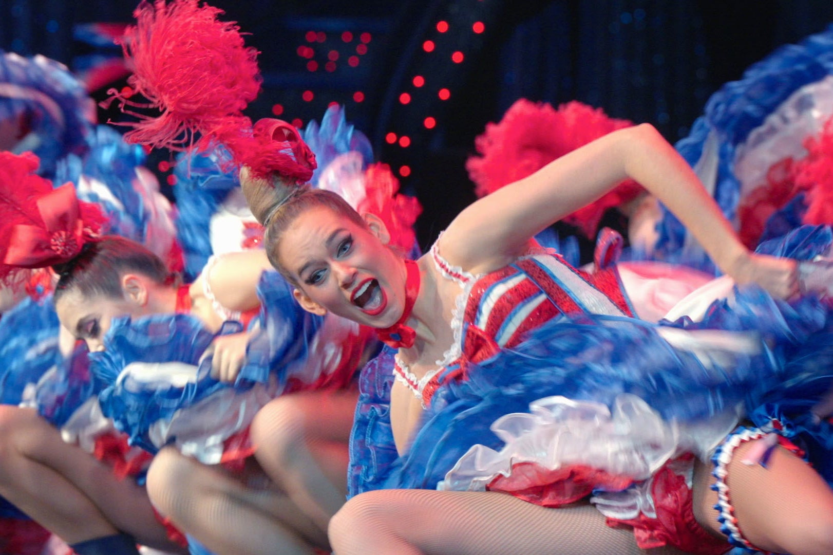 Dancers performing the can-can at the Moulin Rouge