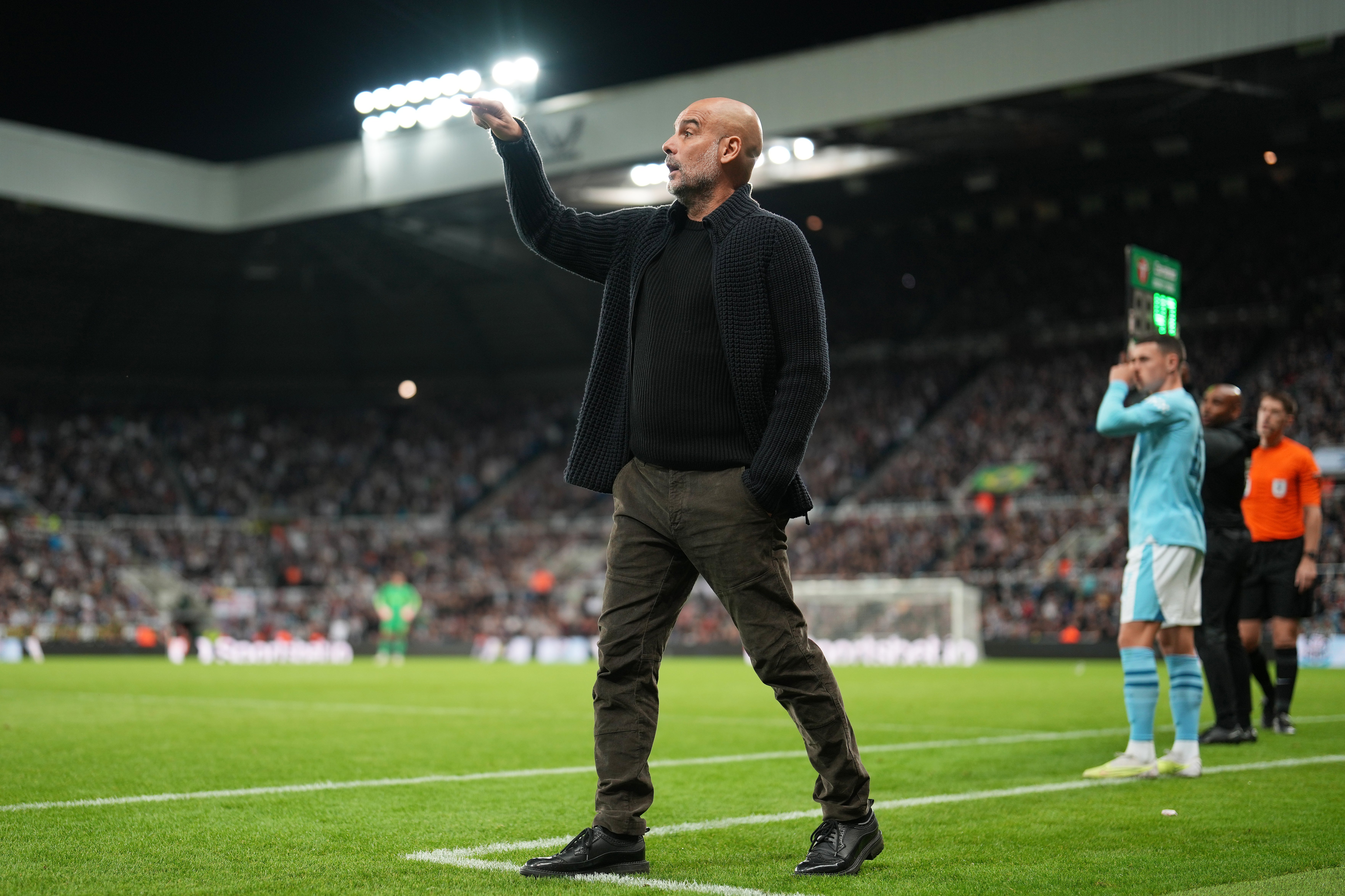 Pep Guardiola at the match on Wednesday evening