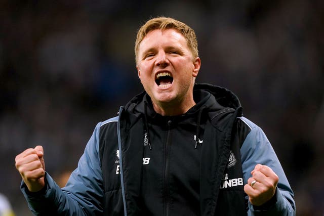 Newcastle boss Eddie Howe oversaw a victory over Pep Guardiola for the first time in 14 attempts (Owen Humphreys/PA)