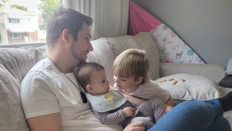 Mr Wilson is at home with his two sons and his parents who have moved in with him