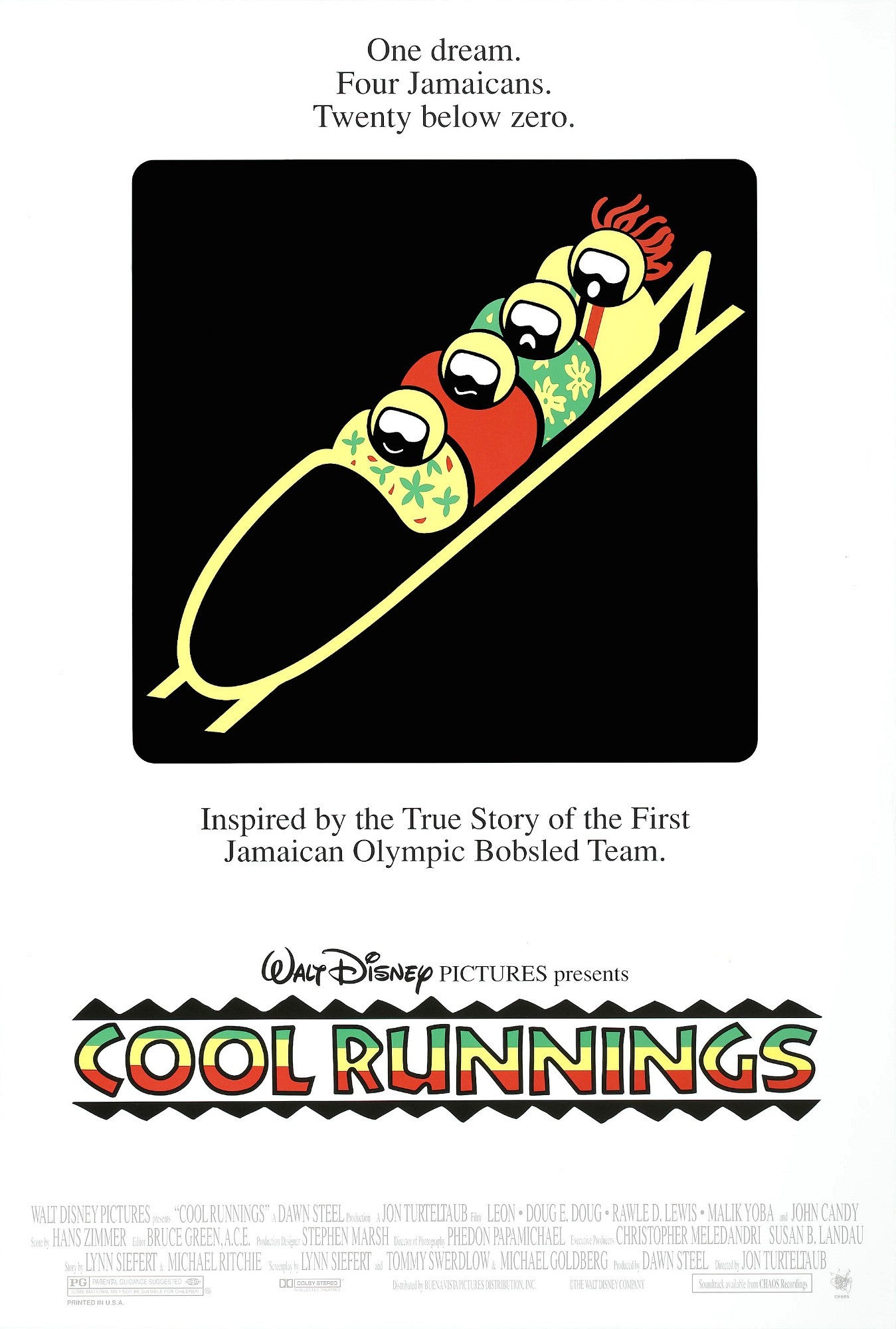 The surprisingly arty original poster for the cinematic release of ‘Cool Runnings’