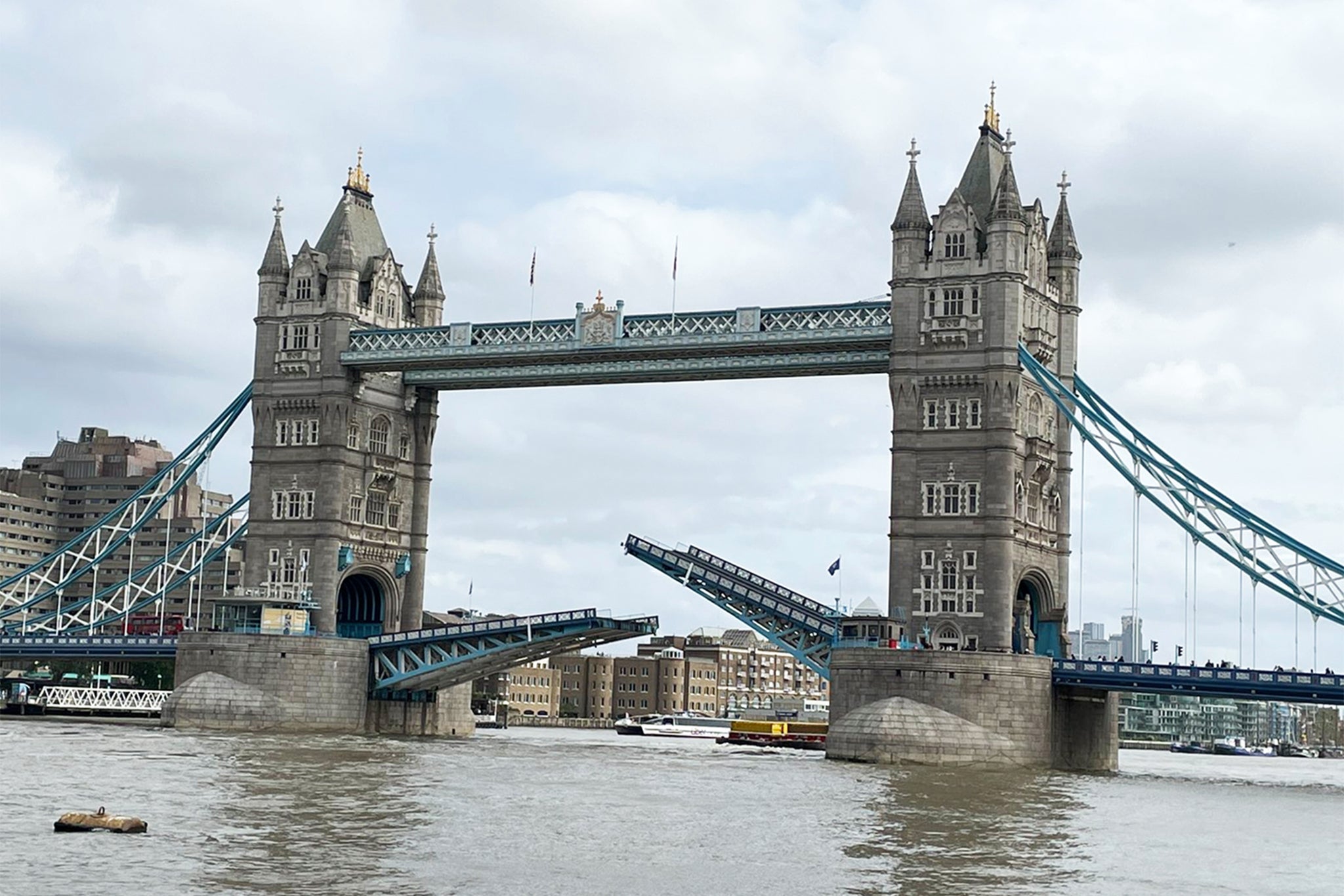 Tower Bridge was not down when the crossing became stuck on Thursday