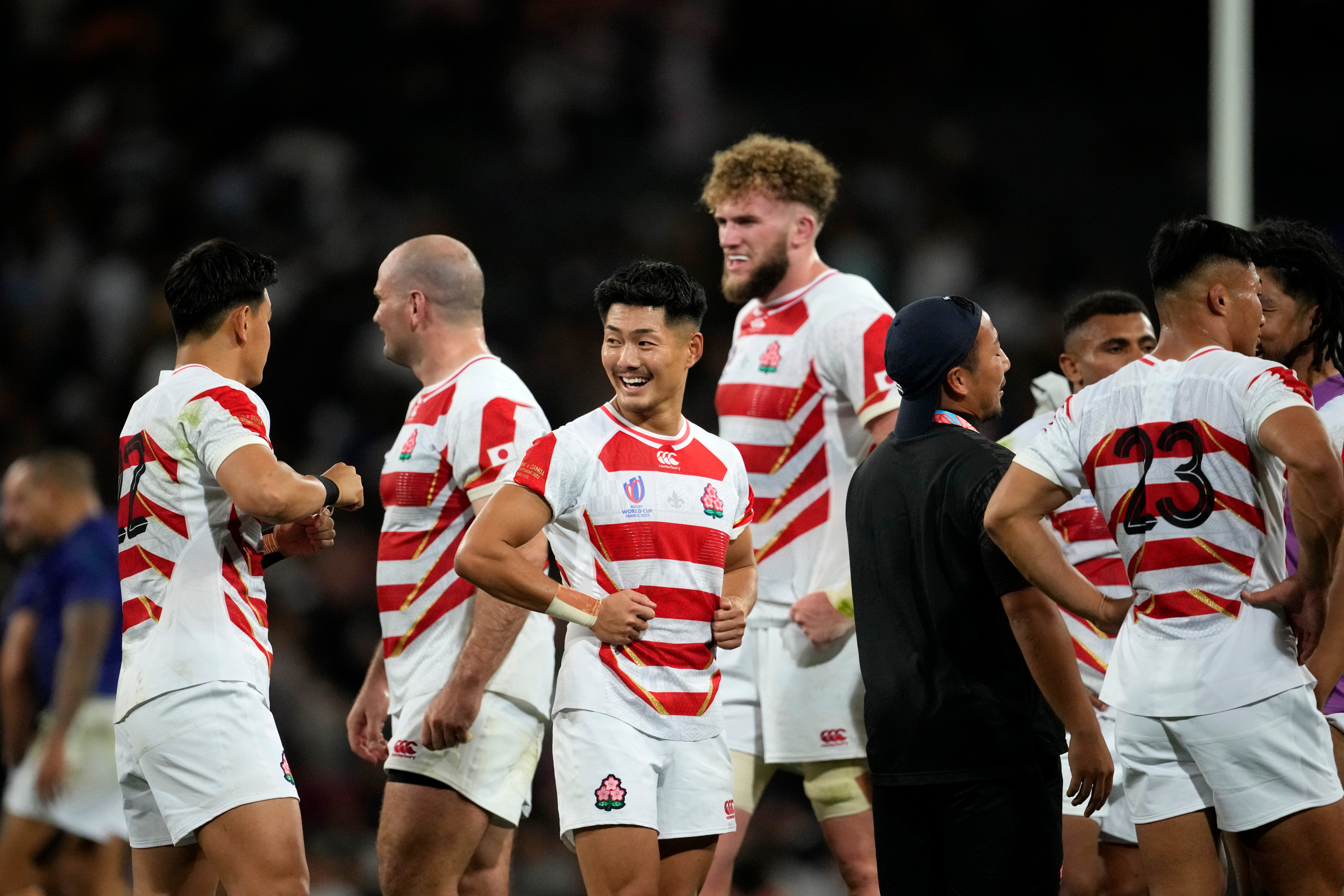 Japan remain in contention for the knockout stage after their win over Samoa in Toulouse (Christophe Ena/AP)