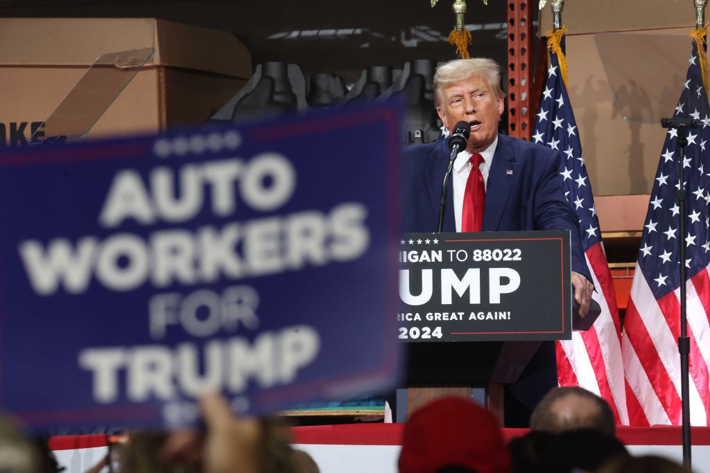 Donald Trump spoke miles from the UAW picket line on Wednesday