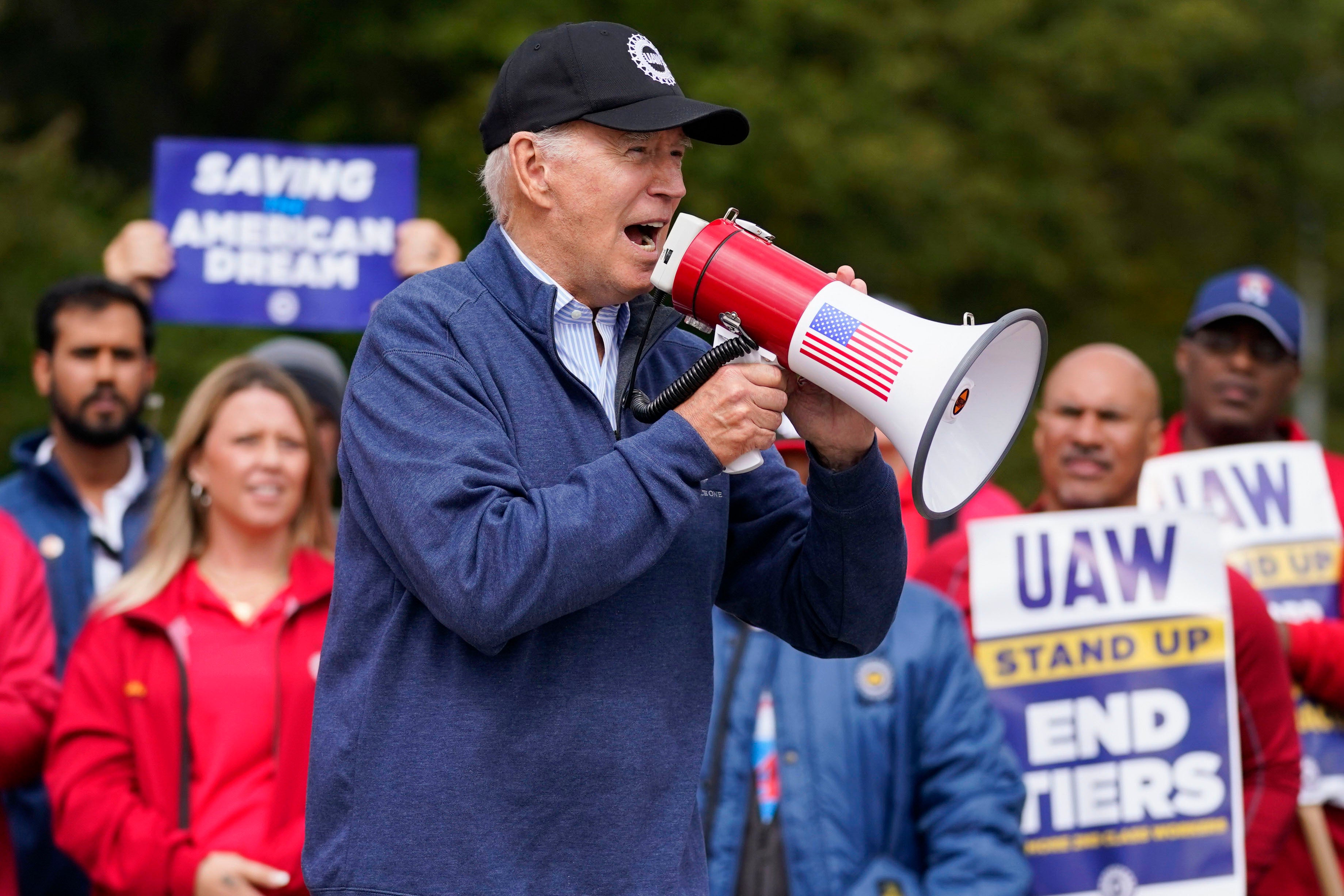 President Joe Biden walked a picket line with striking members of the United Auto Workers on in September of 2023. It did little to improve Democrats’ margins with working-class voters worried about inflation.