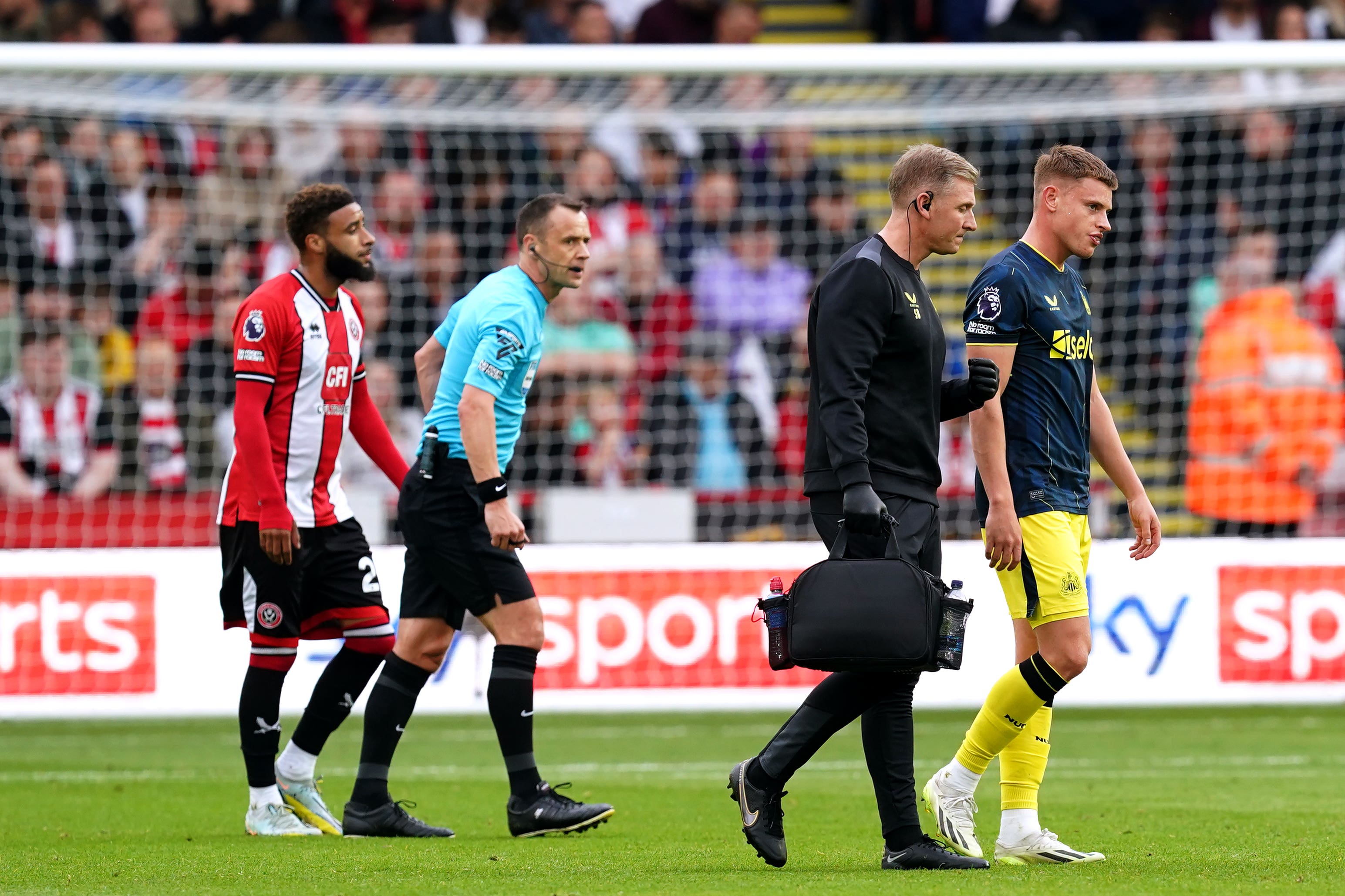 Newcastle’s Harvey Barnes (right) will be out until the new year with a foot injury (Martin Rickett/PA)