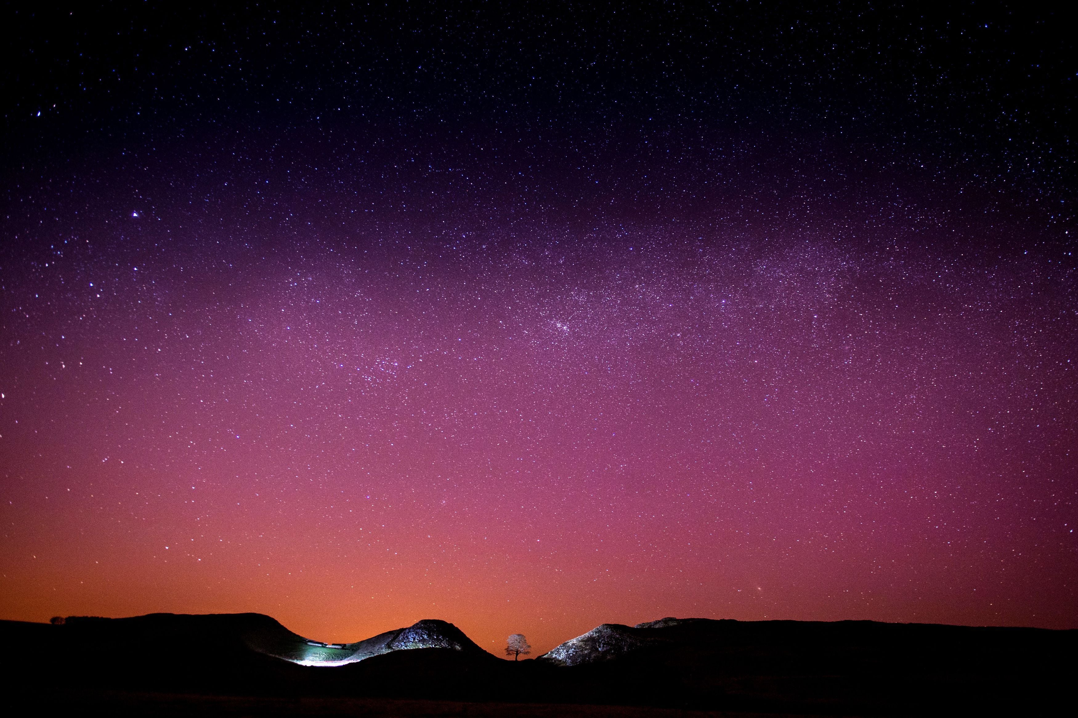 Captured on 2015, stars filled the night sky above Sycamore Gap