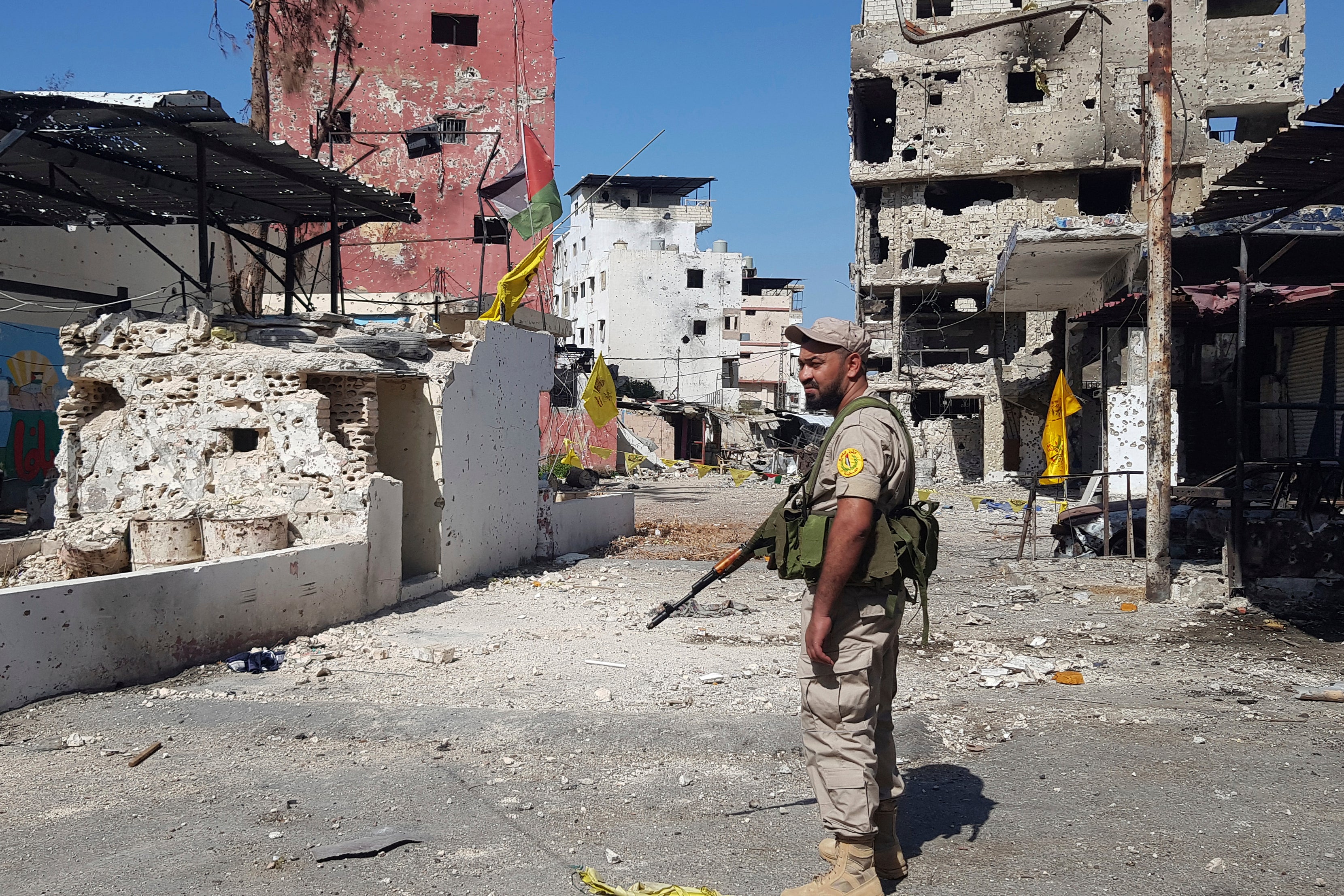 Shaker had been camping out in the Palestinian refugee camp of Ein el-Hilweh (pictured) until turning himself in