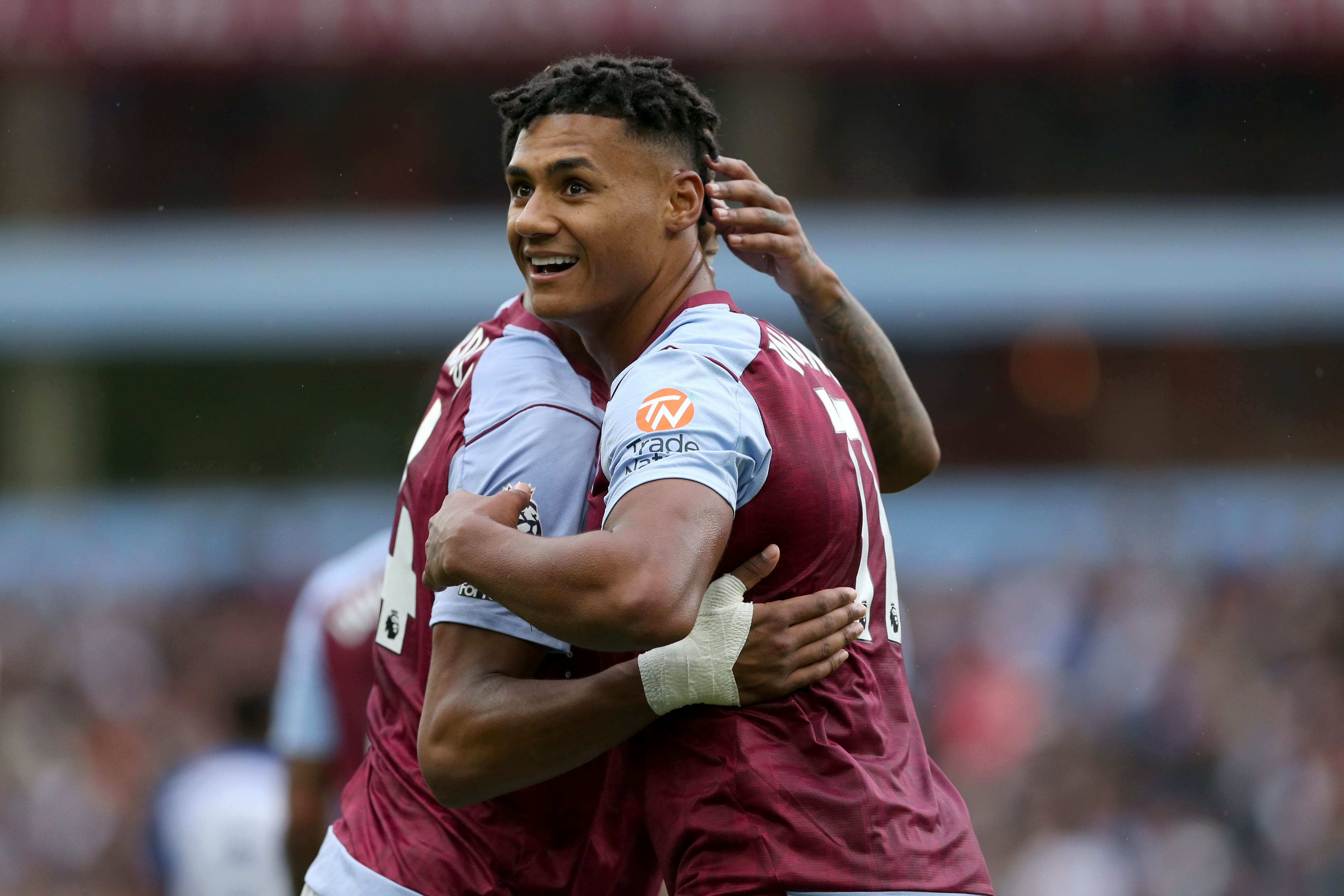 Ollie Watkins (right) celebrates his hat-trick (Barrington Coombs/PA).